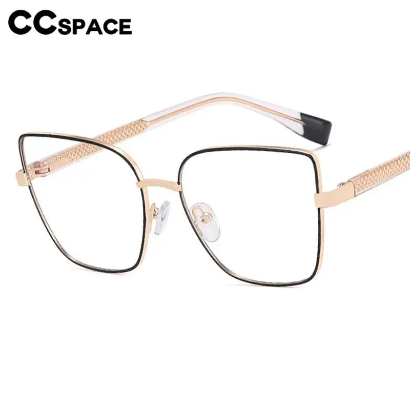 CCspace Women's Full Rim Cat Eye Square Alloy Eyeglasses Frame 57382 - Stylish Retro Glasses for Women, Lightweight Metal Frame for Office, Reading & Fashion Accessories