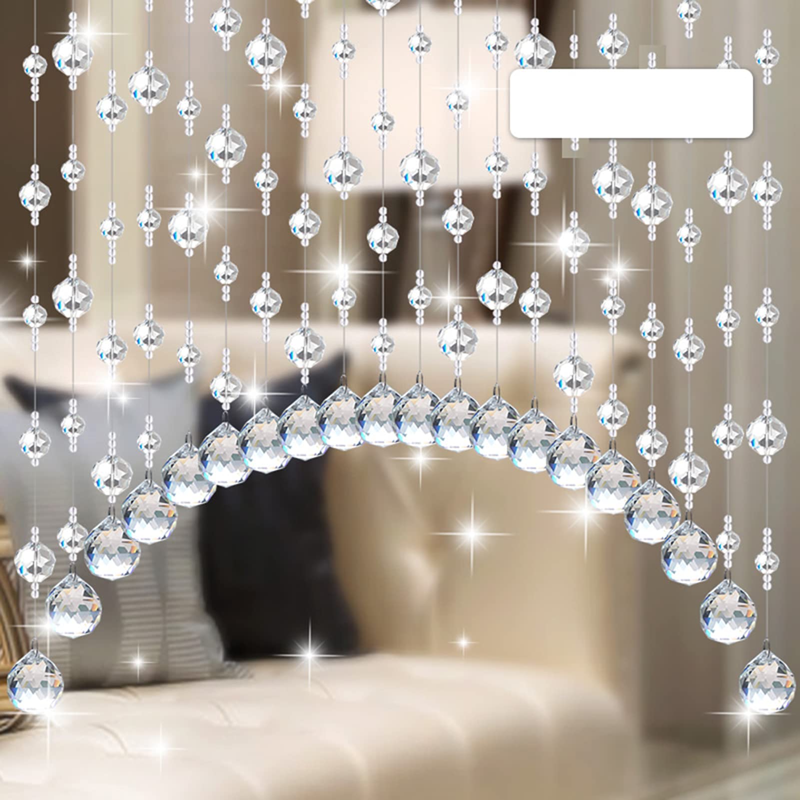 QLIGHA Glass Crystal Beaded Curtains for Doorways - Elegant Room Divider & Closet Partition with Decorative Beads - Perfect for Home Decor, Bedroom, Living Room & Entryway