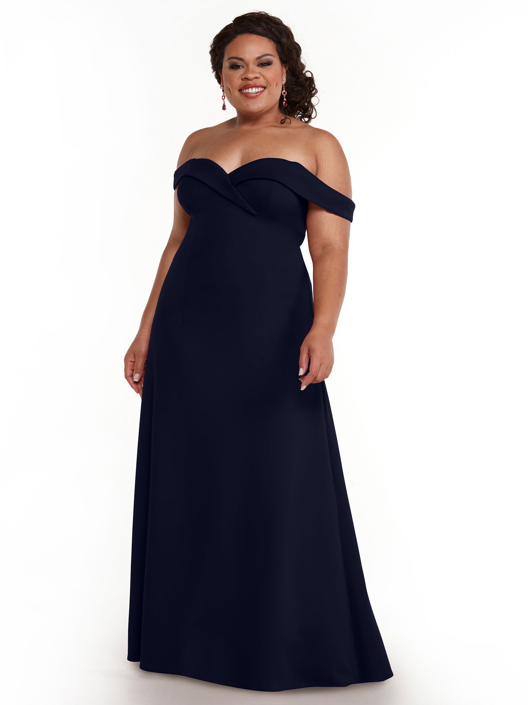 Elegant Off-The-Shoulder Double Knit A-Line Bridesmaid Dress 83050 - Perfect for Weddings, Formal Events & Special Occasions