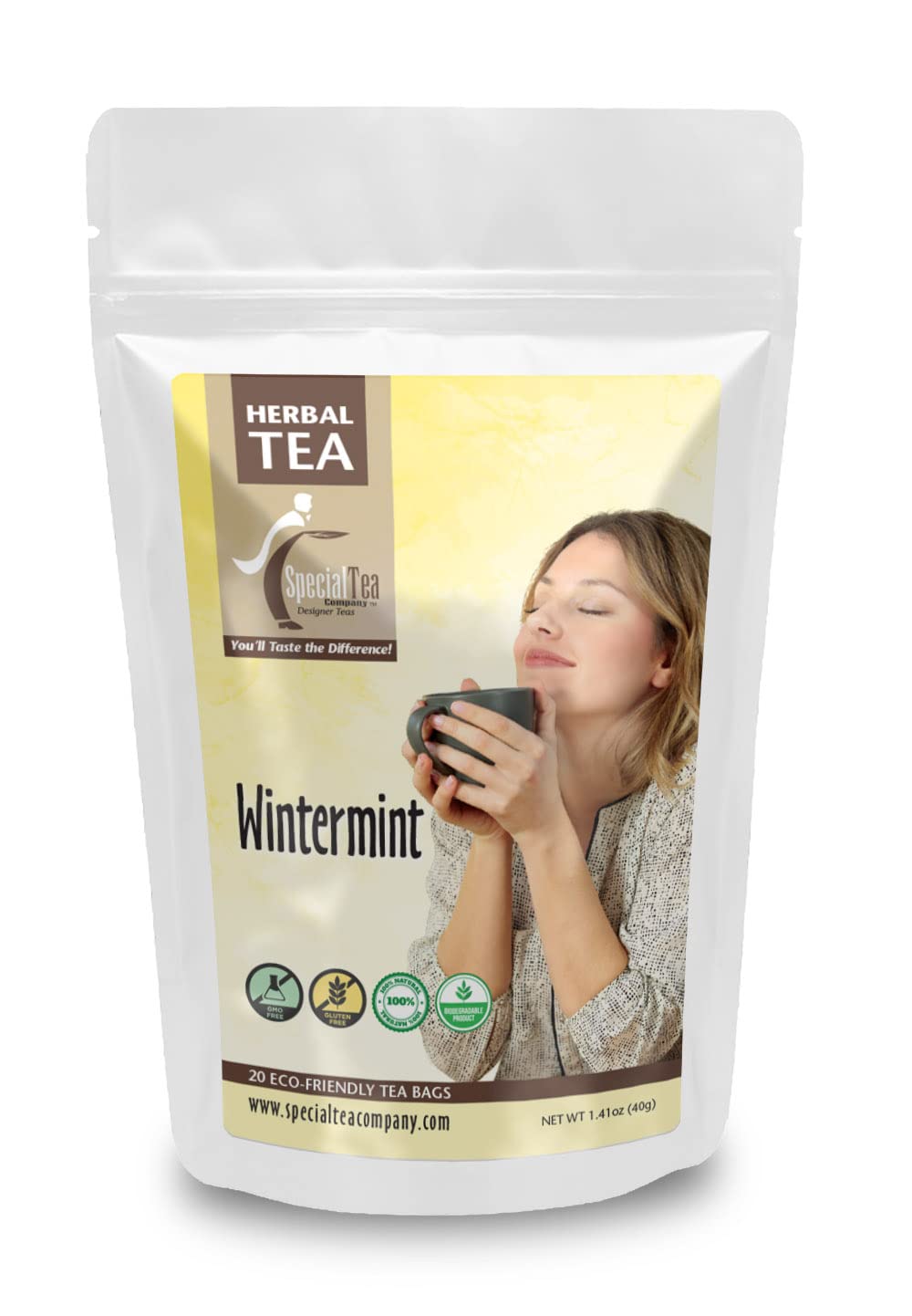 Organic Wintermint Herbal Tea Bags - 20 Count | Caffeine-Free Relaxation Tea for Stress Relief & Digestion | Perfect for Evening, Meditation & Cold Weather Comfort