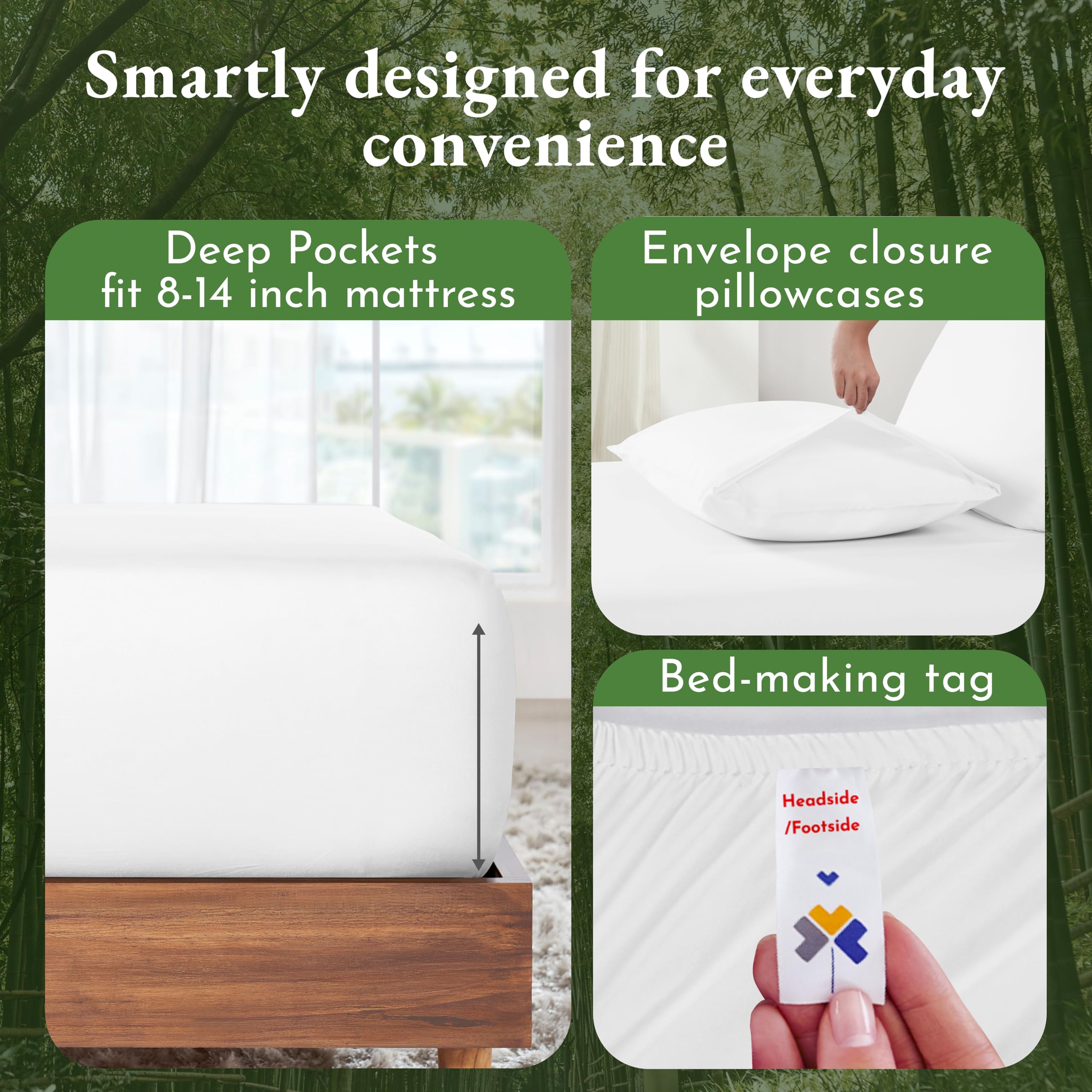 California Design Den Bamboo Rayon Split King Sheet Set for Adjustable Beds - Twin Deep Pocket Fitted Sheets, Ultra Soft & Cooling White Bedding (Split King, White) | Perfect for Hot Sleepers & Luxury Bedrooms