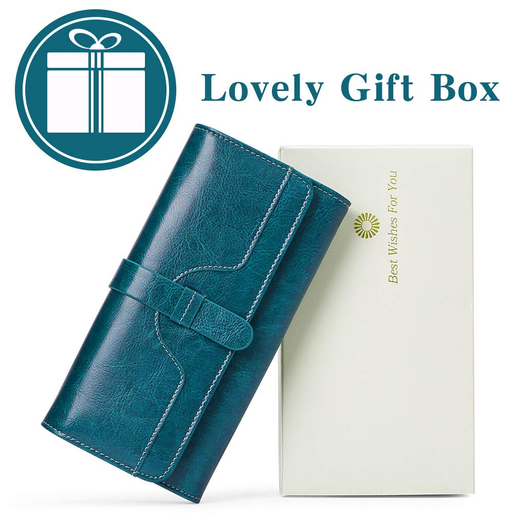 Women's RFID Blocking Leather Wallet - Trifold Card Holder with ID Window for Daily Use
