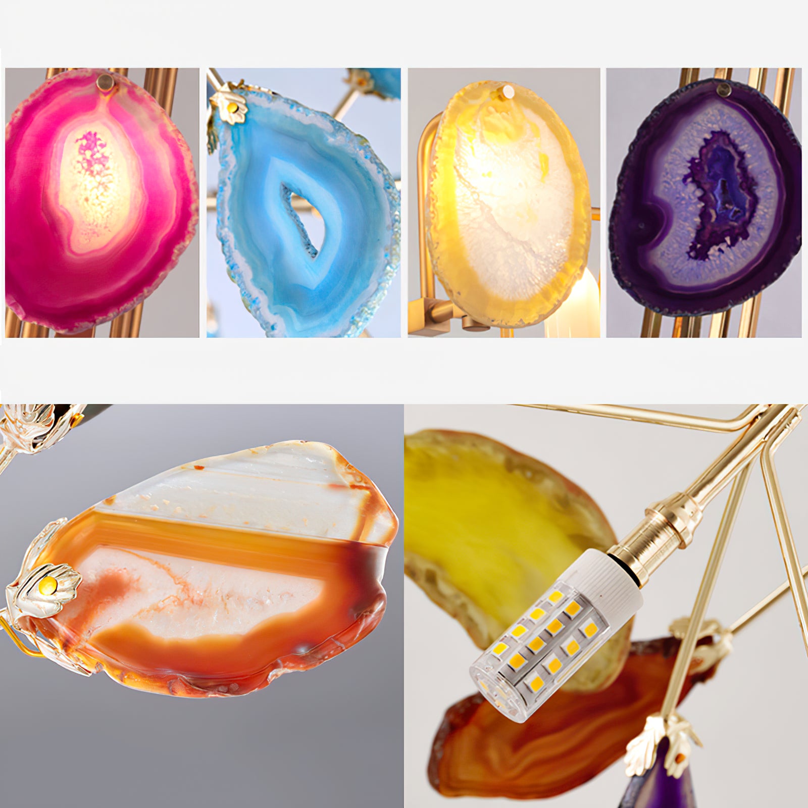 Handmade Agate Wall Lamp - Natural Stone Sconce Light for Bedroom, Living Room & Hallway Decor - Elegant Ambient Lighting for Home & Office