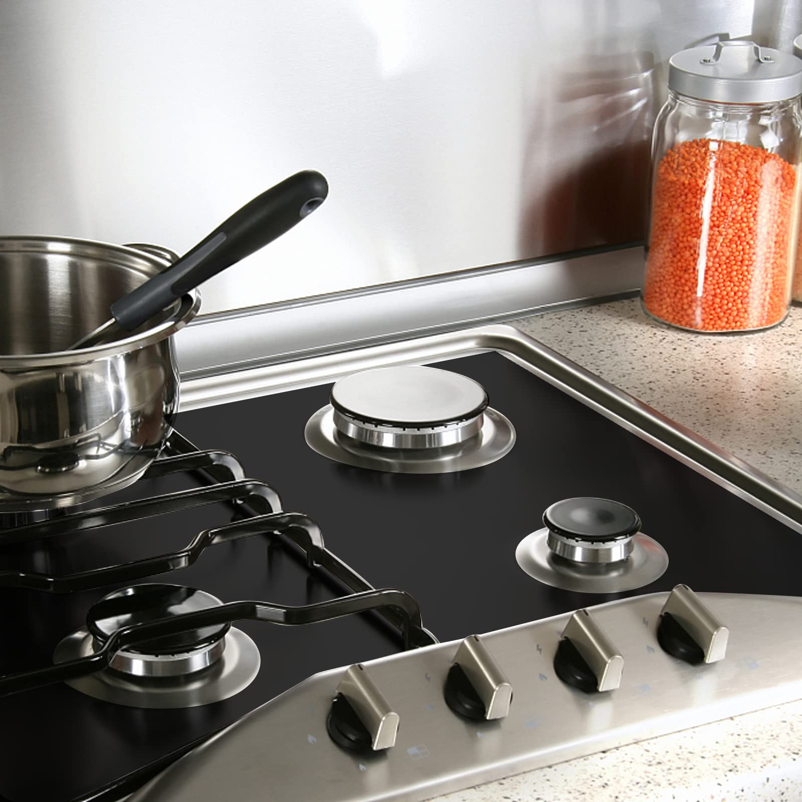 Samsung Gas Range Burner Covers - Reusable Nonstick Stove Top Protector for Kitchen, Gas Stove Burner Liners with Silicone Oven Mitt (1-Piece Set) - Perfect for Cooking, Baking & Protecting Your Stove from Spills & Stains