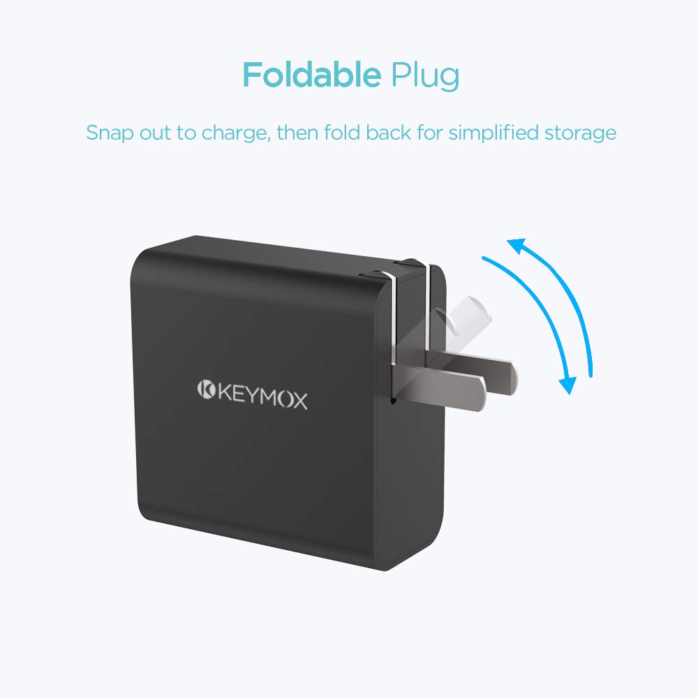 KEYMOX 30W Dual Port USB C Fast Charger with 18W PD - Compatible with iPhone 12/12 Mini/12 Pro/11 Pro, Galaxy S10/S9/S9+, iPad Pro, Samsung, Google Pixel, Huawei - Perfect for Travel, Office & Home Charging