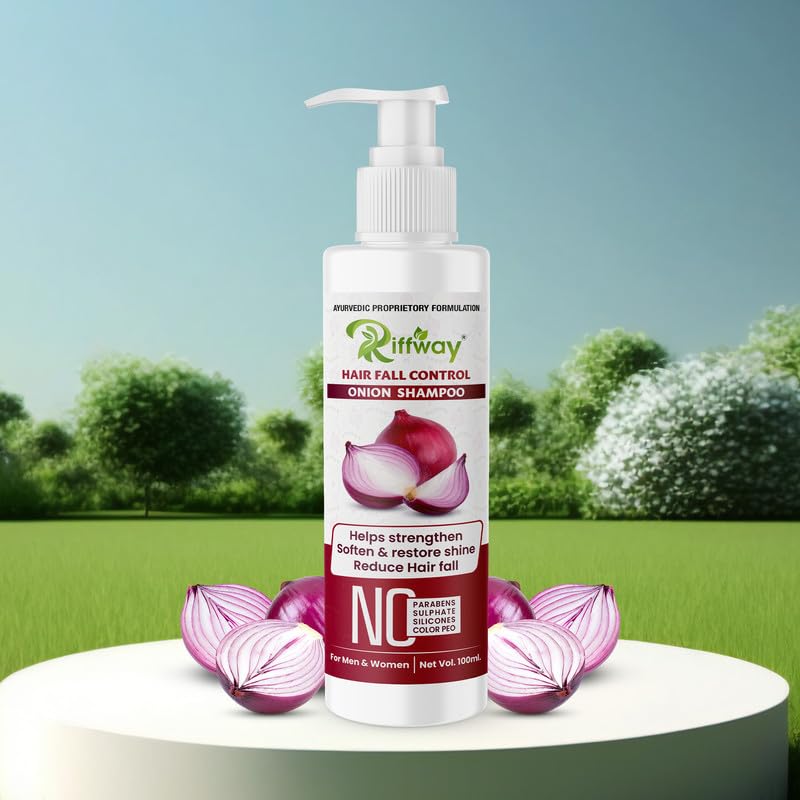 **Onion Hair Fall Control Shampoo for Hair Growth - Sulfate-Free, Strengthens & Repairs Damaged Hair, Adds Shine & Nourishment (100ml) - Ideal for Daily Use & Thinning Hair Care**