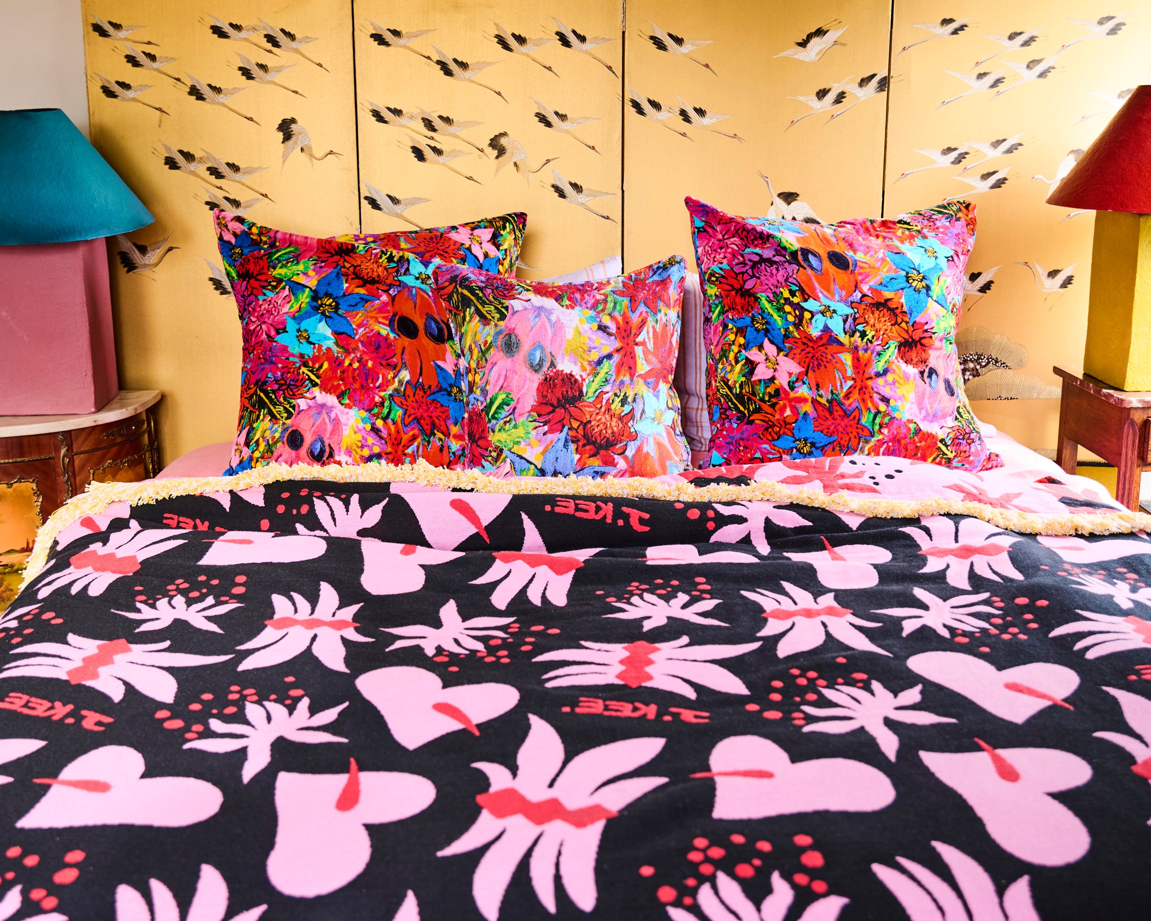 Kip&Co x Jenny Kee Growing The Peace Upholstery Cushion Cover - Bohemian Style Home Decor for Sofa, Bed, Chair - Perfect for Living Room, Bedroom & Nursery