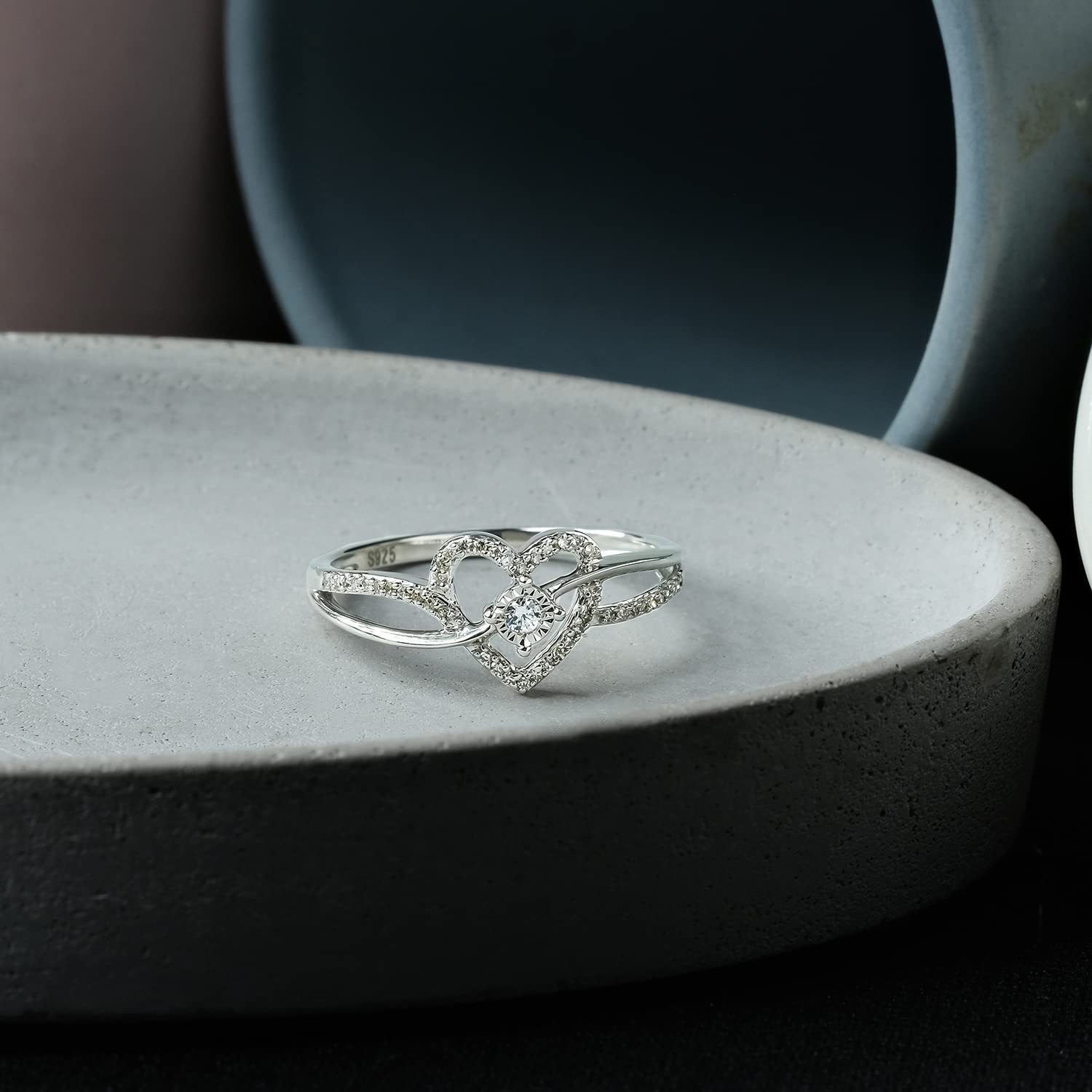 14K & 18K Gold Vermeil Diamond Heart Promise Rings for Women - Valentine's Day Gifts for Her, Engagement Rings, Girlfriend Gifts in White/Yellow/Rose Gold | Perfect for Anniversaries, Proposals & Romantic Occasions