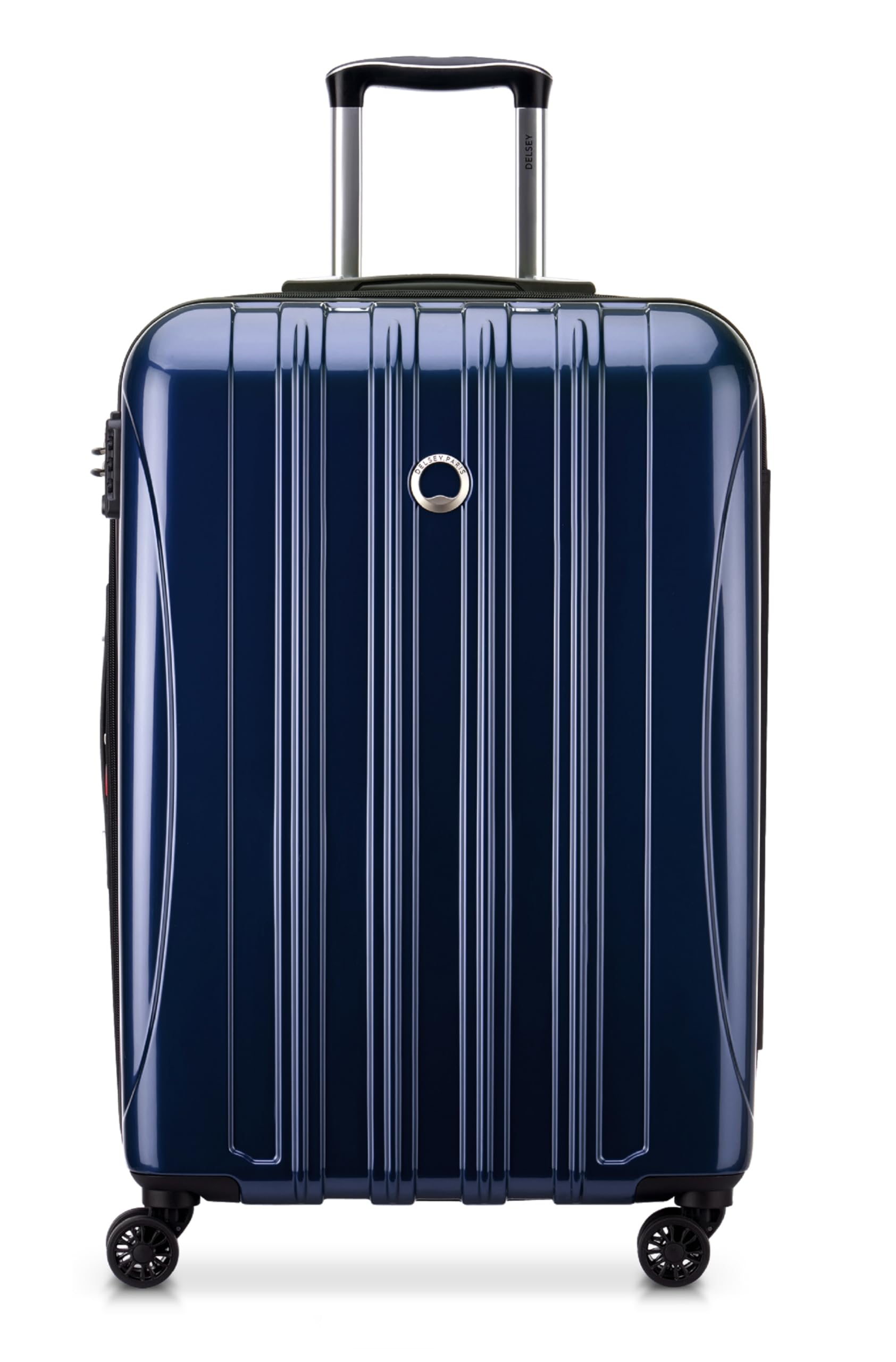 Delsey Paris Helium Aero Hardside Expandable Spinner Luggage - 25 Inch Checked-Medium Suitcase with 360° Wheels, Cobalt Blue | Perfect for International Travel & Business Trips