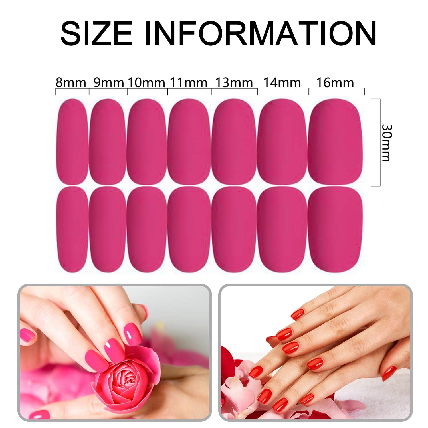 SILPECWEE 20 Sheets Solid Color Matte Nail Polish Strips - Self Adhesive Nail Stickers with Nail File | Long Lasting DIY Nail Art Wraps for Women | Perfect for Home Manicures, Parties & Gifts