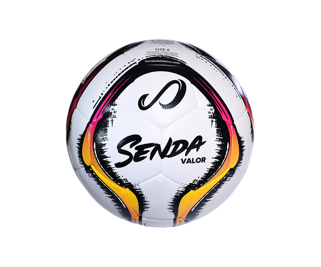 Senda Athletics Valor Premium Match Soccer Ball - White/Fuchsia - Official Size 5 FIFA Approved for Training & Matches - Perfect for Youth, College & Professional Players
