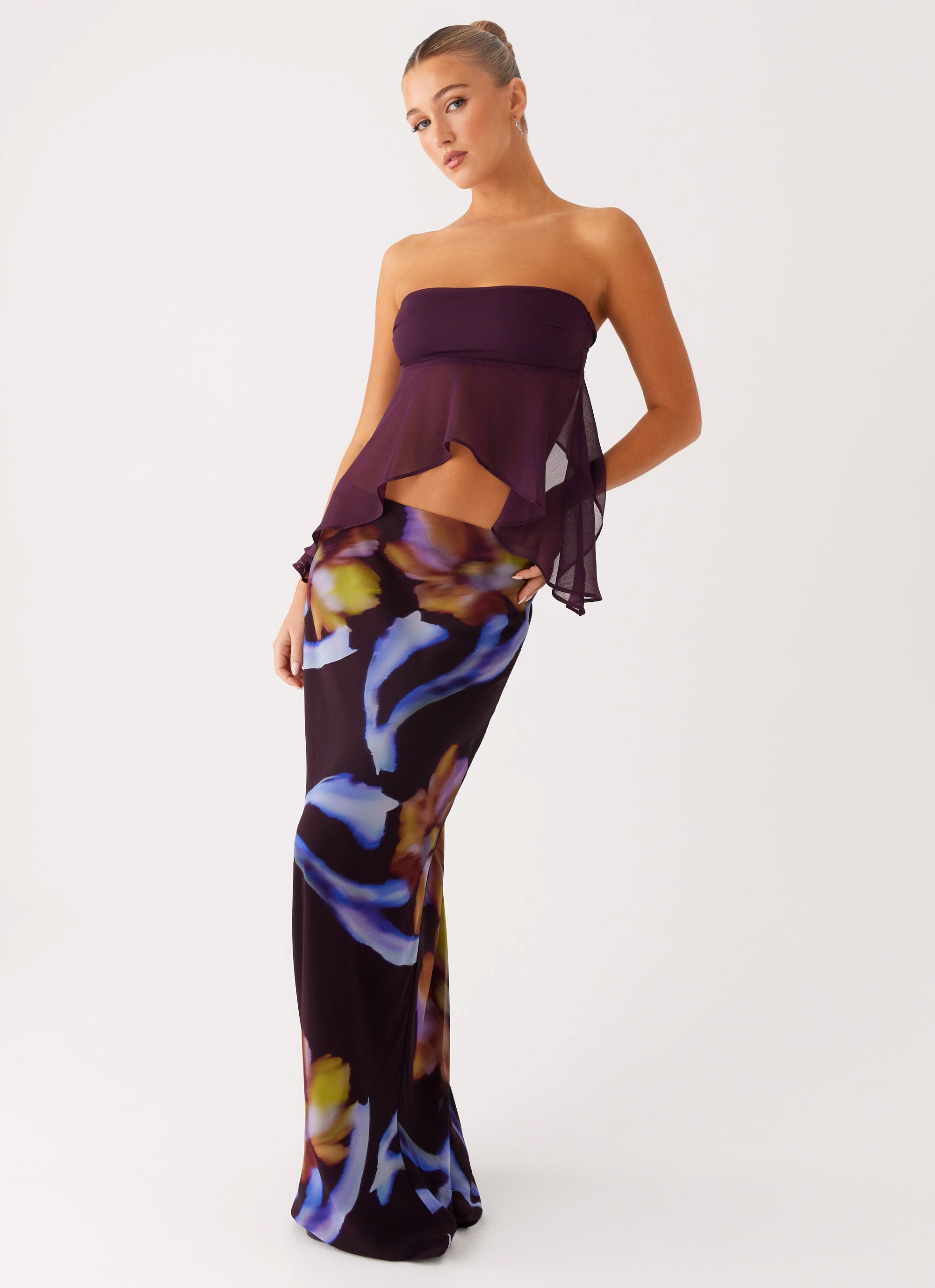 Barbados Maxi Skirt - Dark Floral Print Summer Beach Dress for Women | Boho Chic Vacation Outfit, Tropical Party Wear & Casual Day Dress