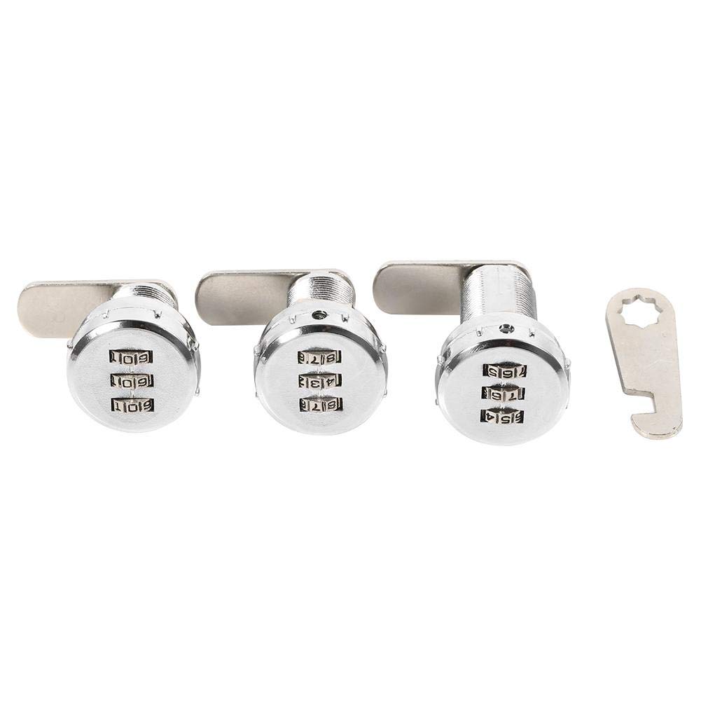 3 Digit Combination Cam Lock for Cabinets & File Drawers - Adjustable for Different Thickness (0.8-1.5mm) - Secure Cabinet Lock for Home, Office & School Use