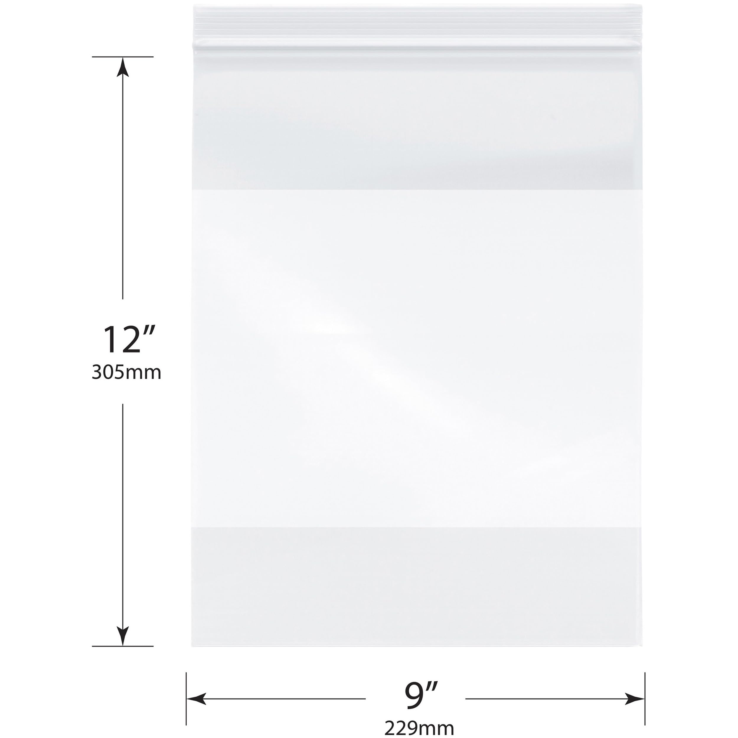 Plymor 9x12 Inch 4 Mil Heavy Duty Zipper Reclosable Plastic Bags - Case of 500 - White Block Design for Storage, Organization & Food Preservation