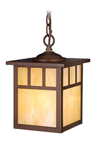 Mission 7-Inch Outdoor Pendant Light - Weatherproof Hanging Porch Light for Patio, Garden & Deck - Durable Black Metal Fixture with Clear Glass Shade