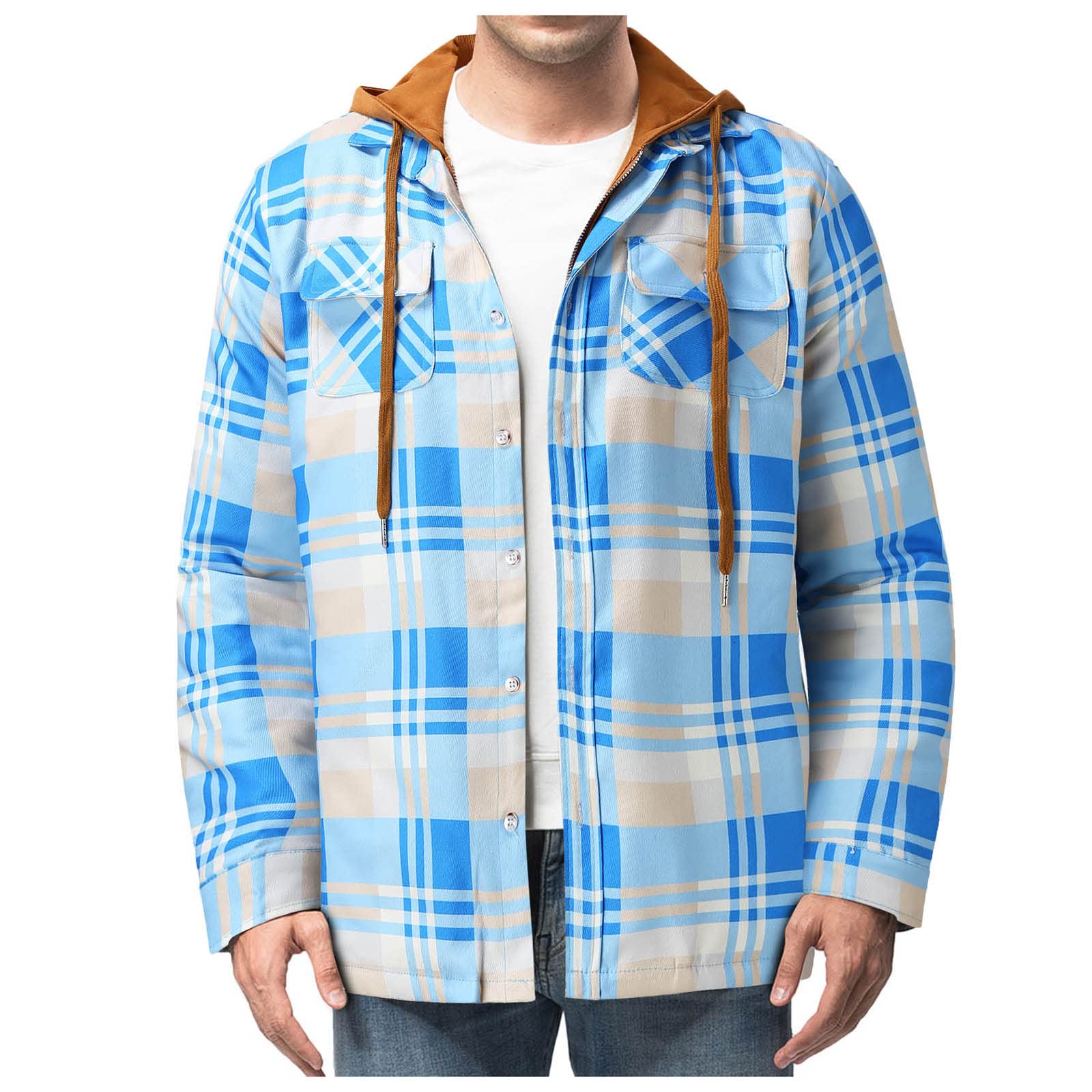 Men's Sherpa Lined Fleece Plaid Flannel Jacket - Warm Button Down Zip Up Coat with Hood for Outdoor Activities, Hiking & Casual Wear