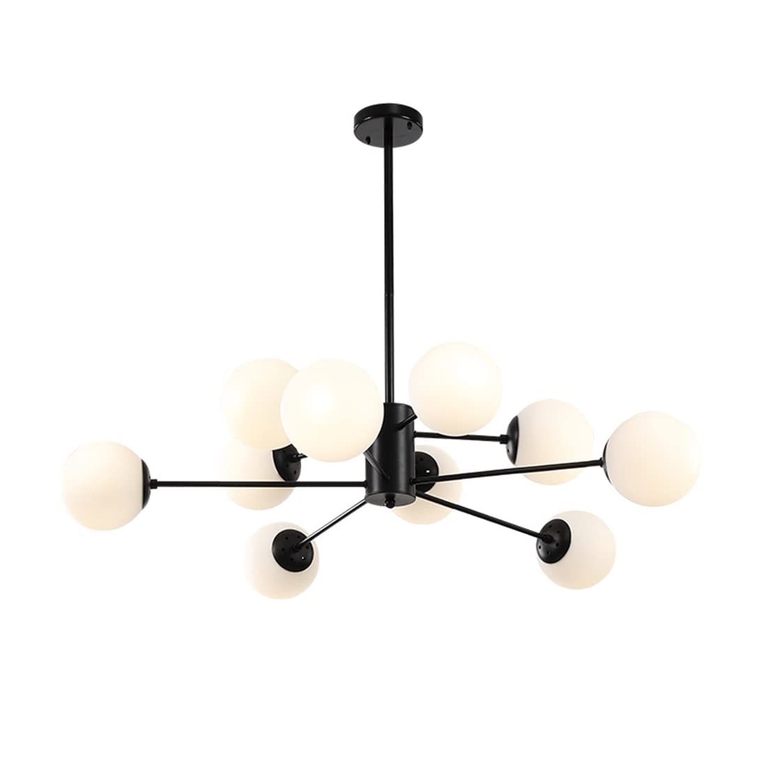 10-Light Black Mid Century Modern Sputnik Chandelier - Vintage Globe Pendant Light Fixture for Bedroom, Living Room, Dining Room & Hallway - Perfect for Retro Home Decor & Industrial Style Interiors