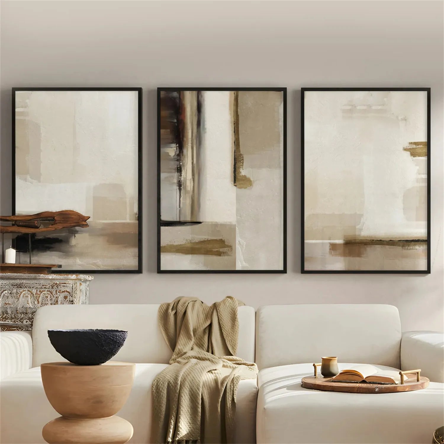 Abstract Tranquility Set of 3 Wall Art Prints - Modern Minimalist Home Decor for Living Room, Bedroom & Office - #WS175