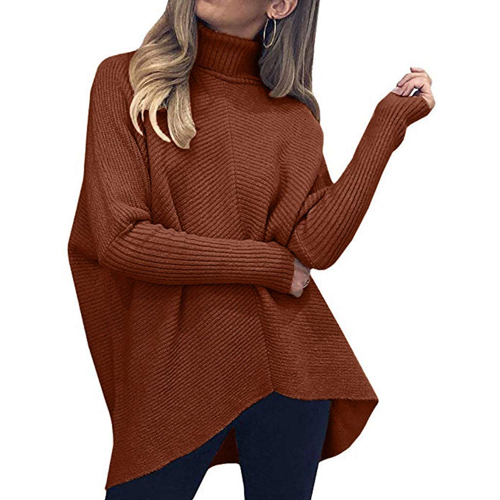 Eduavar Women's Casual Oversized Batwing Long Sleeve Turtleneck Sweater - Cozy Knitted Pullover Jumper Top for Fall Winter Fashion, Work & Weekend Outfits