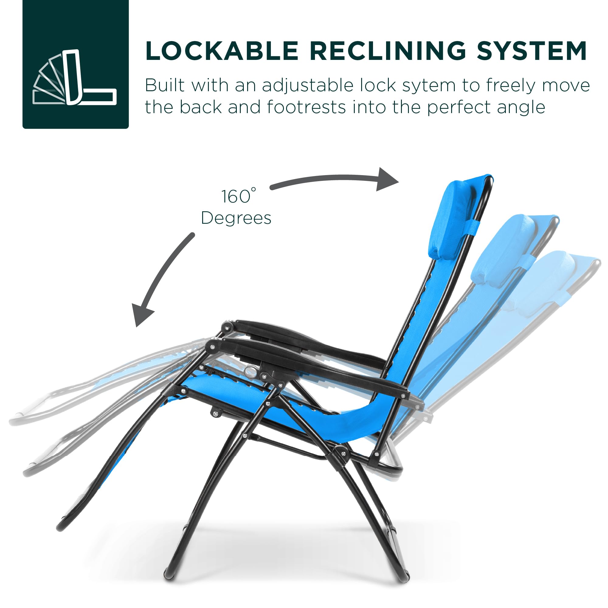 Best Oversized Zero Gravity Chair for Outdoor Relaxation - Folding Patio Lounge Recliner with Cup Holder & Accessory Tray, Includes Comfort Pillow - Light Blue - Perfect for Backyard, Poolside, Camping & Beach Use