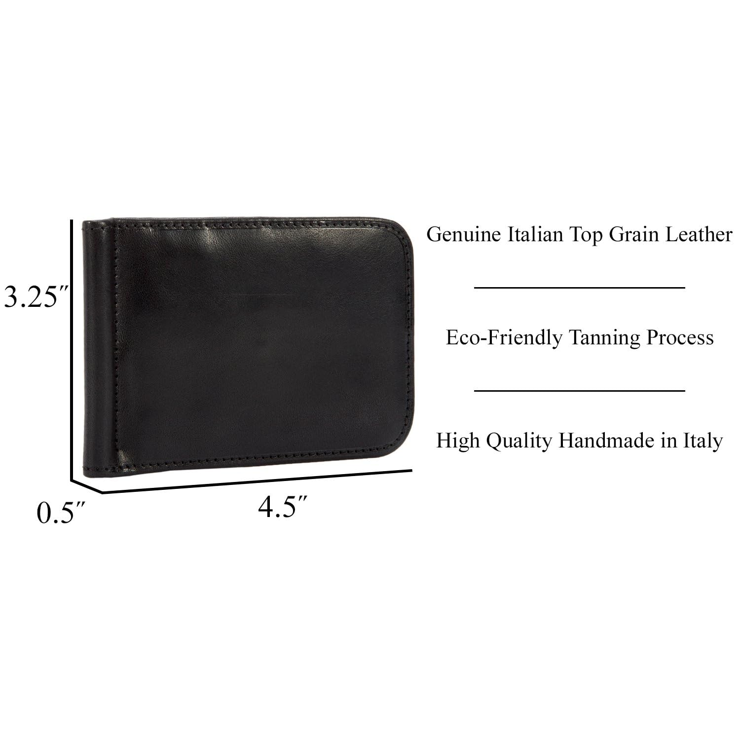 Tony Perotti Men's Slim Bifold Wallet with Money Clip - Minimalist Italian Leather Card Holder for Credit Cards & Cash - Perfect for Everyday Carry, Business & Travel