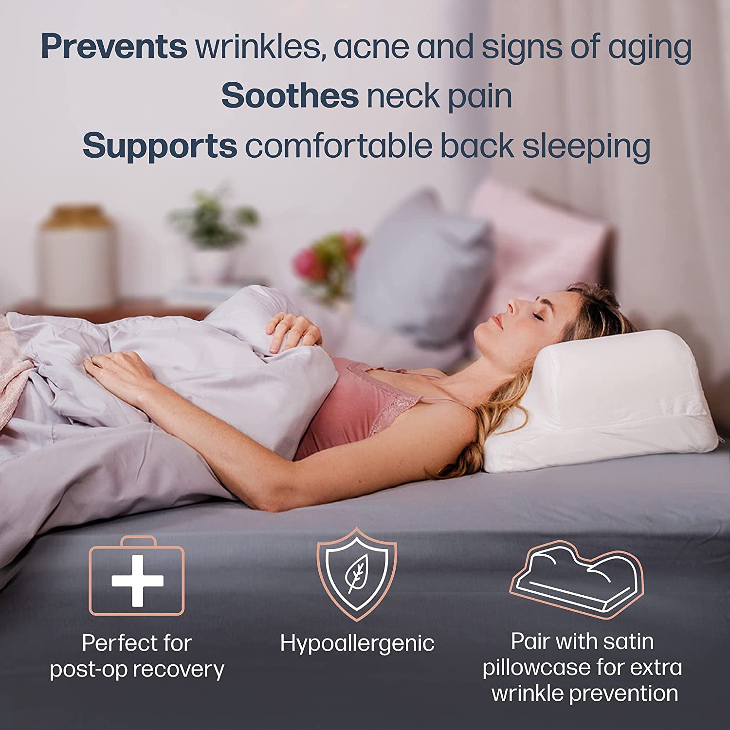 Wrinkle X Pillow - Anti-Wrinkle Sleeping Pillow for Side & Back Sleepers - Soft Memory Foam Support for Neck & Shoulder Pain Relief - Perfect for Travel, Home & Office Use