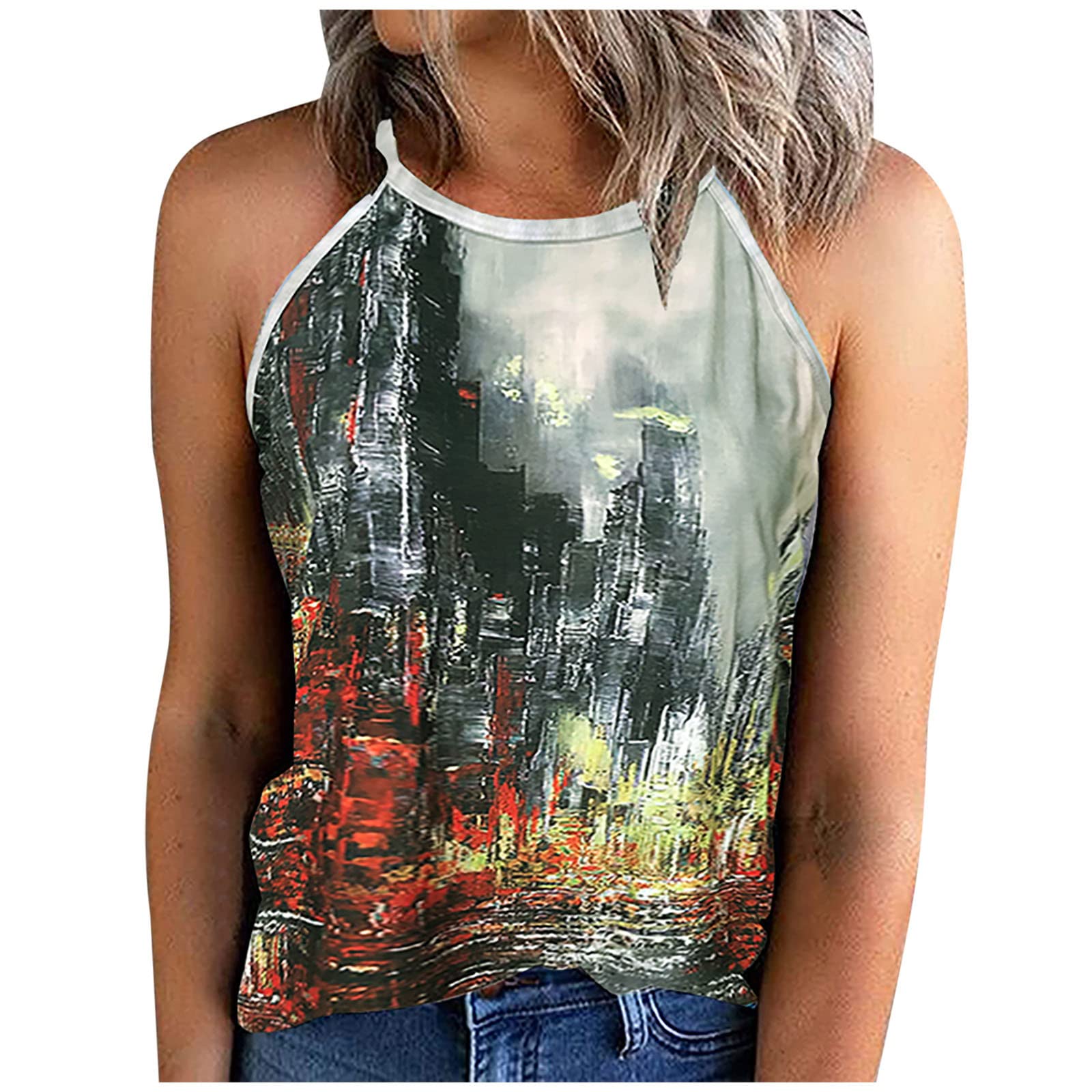 Women's Floral Print Sleeveless Summer Tops - Fold Pleated Casual Blouse for Beach, Vacation & Everyday Wear