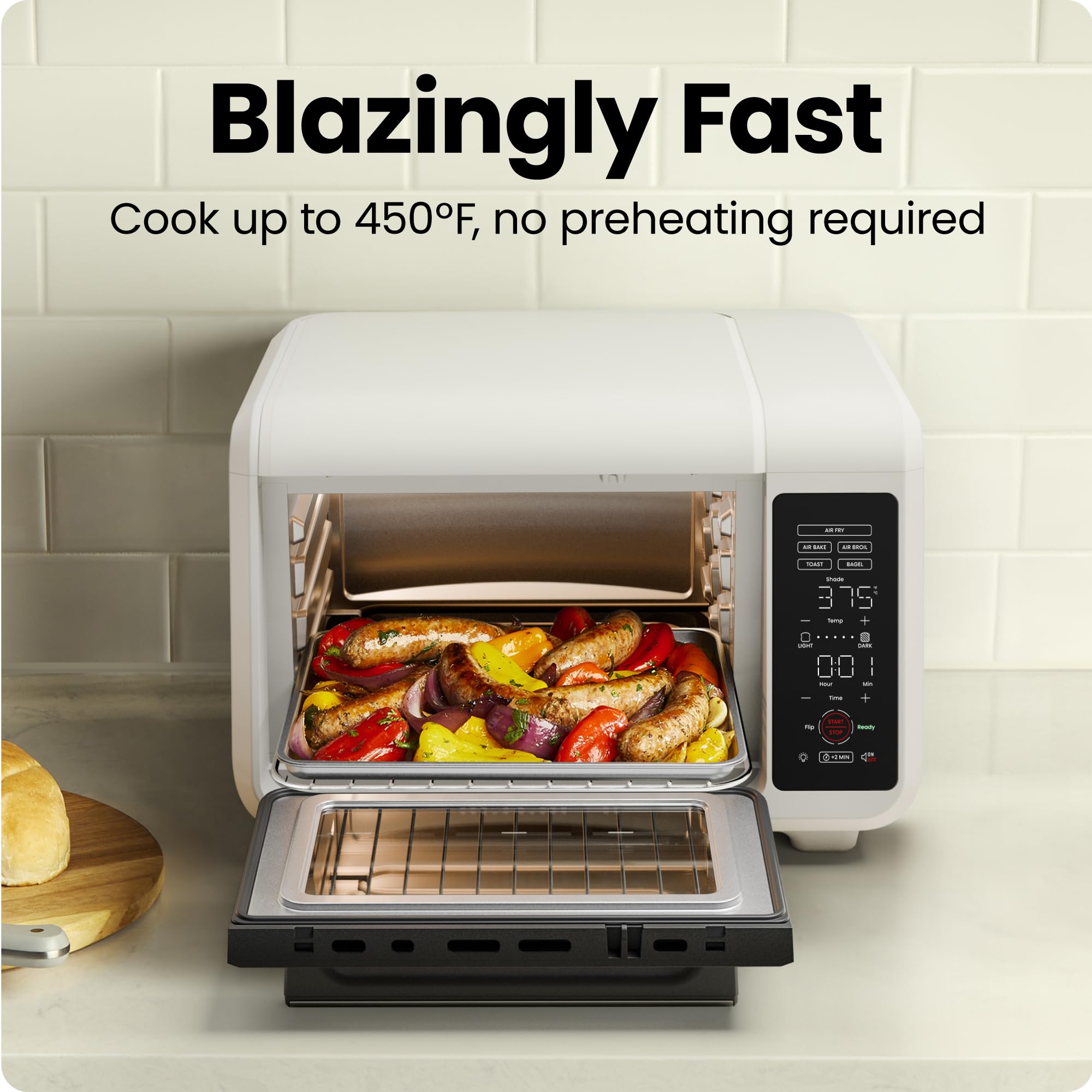 Chefman EasyAir 15 Qt. Air Fryer & Countertop Oven - Multi-Function Appliance for Baking, Broiling, Air Frying, Toasting & Bagels | 450°F Max Temp | 4-Slice Capacity | Healthy Cooking & Quick Meals | Perfect for Small Kitchens, Dorms & RV Living - White