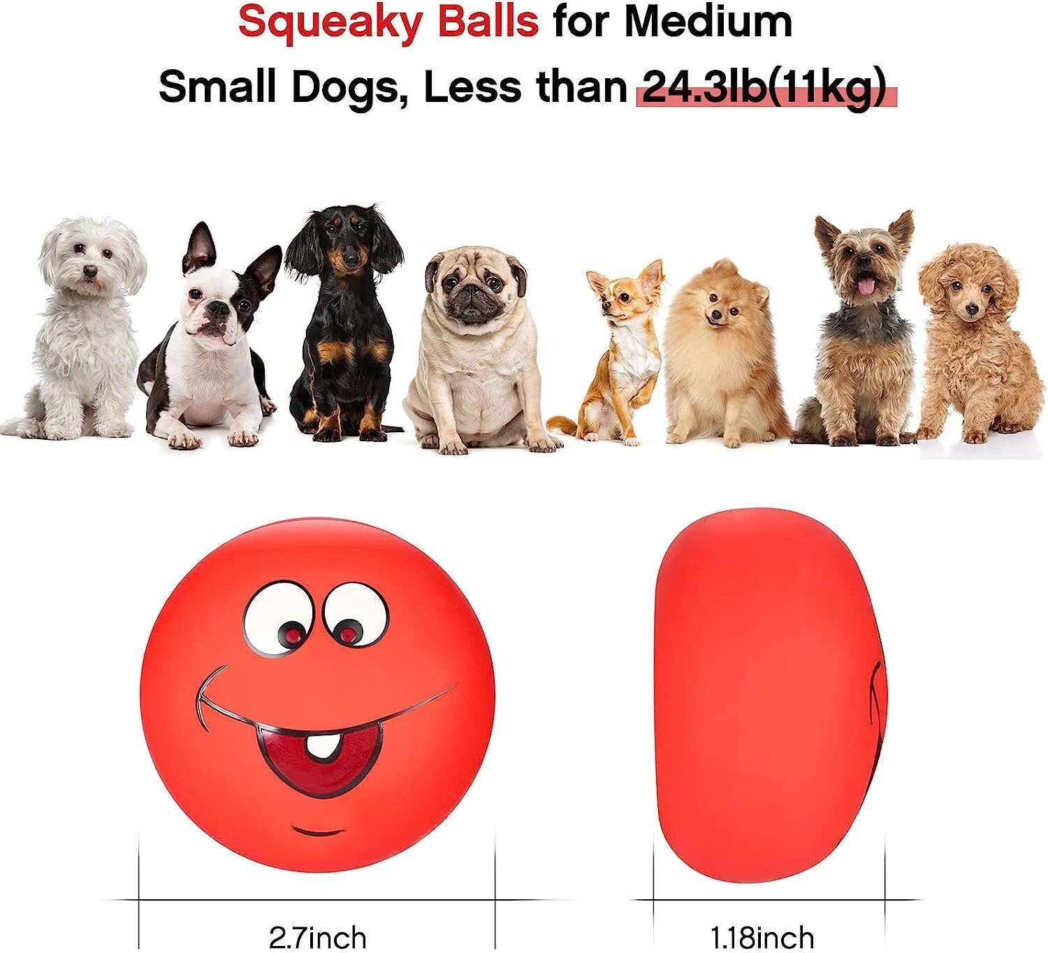 **Durable Latex Rubber Squeaky Dog Toys - 6PCS Soft Chew Teething Fetch Balls for Small & Medium Dogs - Perfect for Playtime, Training & Puppy Gifts**