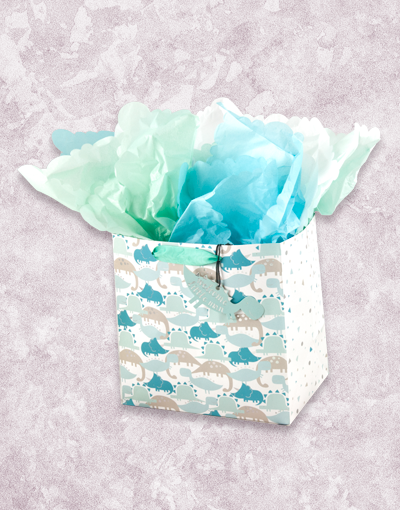 Dinosaur Themed Baby Shower Gift Bags - Medium Square Party Favor Bags for Birthdays, Baby Showers & Celebrations