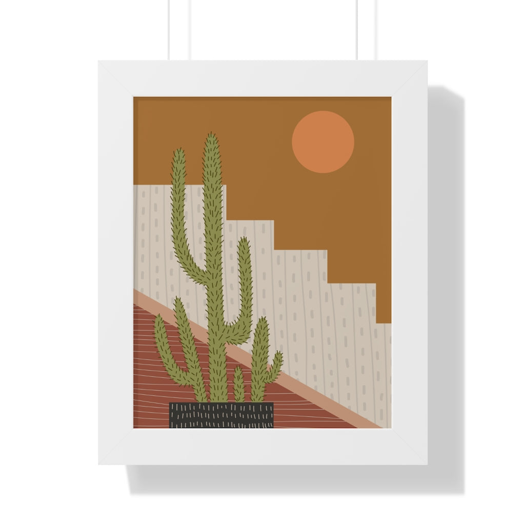 Modern Cactus Art Framed Vertical Poster - Desert Plant Wall Decor for Living Room, Bedroom & Office - Perfect for Boho Home Decor & Housewarming Gifts