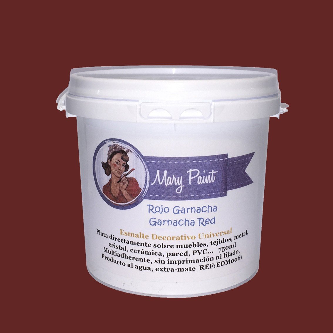 Mary Paint | Premium Chalk Paint for Furniture - Garnet Red (750ml) | DIY Home Decor, Wood Restoration & Upcycling Projects