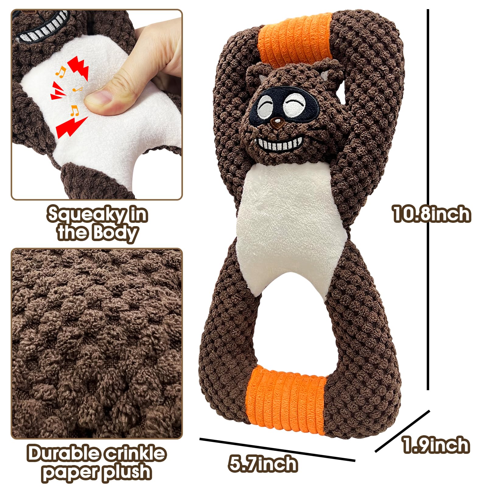 Indestructible Plush Dog Toys for Small, Medium & Large Breeds - Durable & Tough Interactive Chew Toy for Aggressive Chewers (Raccoon Design) - Perfect for Playtime, Training & Boredom Relief