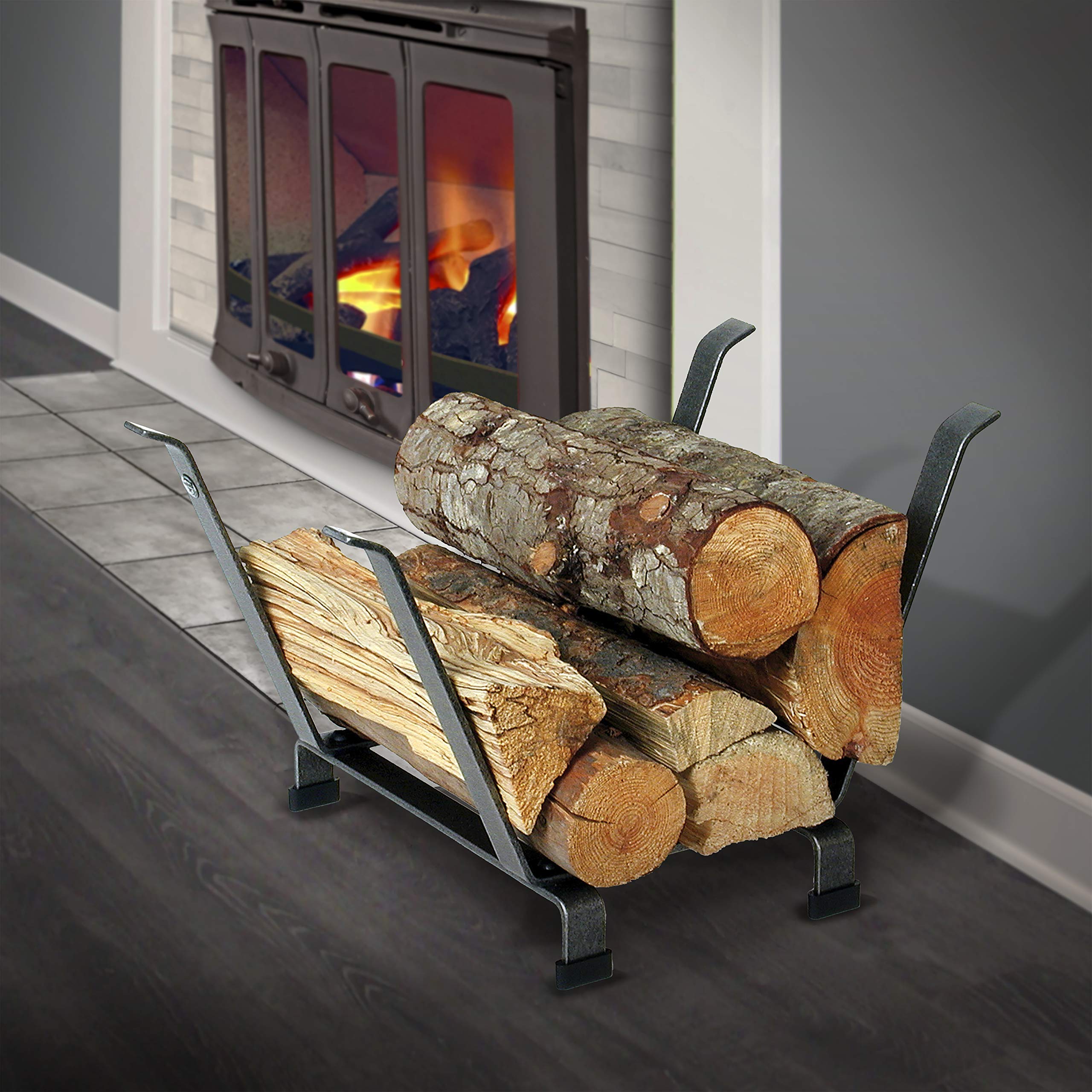 Handcrafted Hammered Steel Fireplace Log Rack - Enclume Basket for Firewood Storage - Perfect for Indoor/Outdoor Fireplaces, Wood Stoves & Camping
