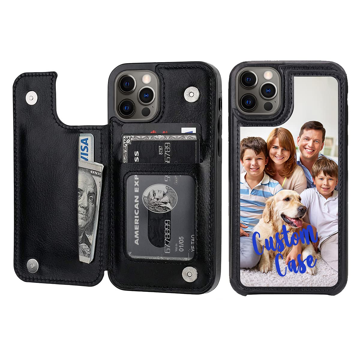 Custom Photo Wallet Case for iPhone 12 Pro - Personalized PU Leather Flip Cover with Card Slots, Magnetic Clasp & Kickstand | Shockproof Protection | Not for iPhone 12 Pro Max | Perfect for Travel, Work & Everyday Use