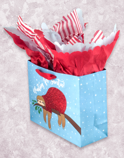Happy Sloth Themed Gift Bags for Birthdays, Baby Showers & Party Favors - Cute Animal Print Party Supplies for Kids & Adults