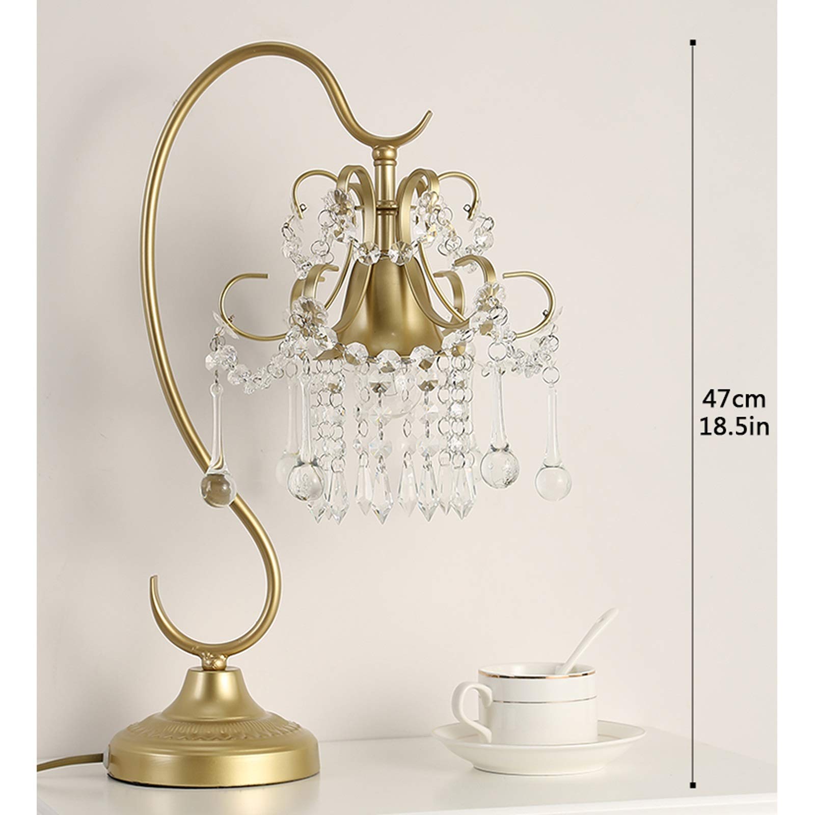 Luxury Crystal Table Lamp with Copper-Plated Base - 18.5