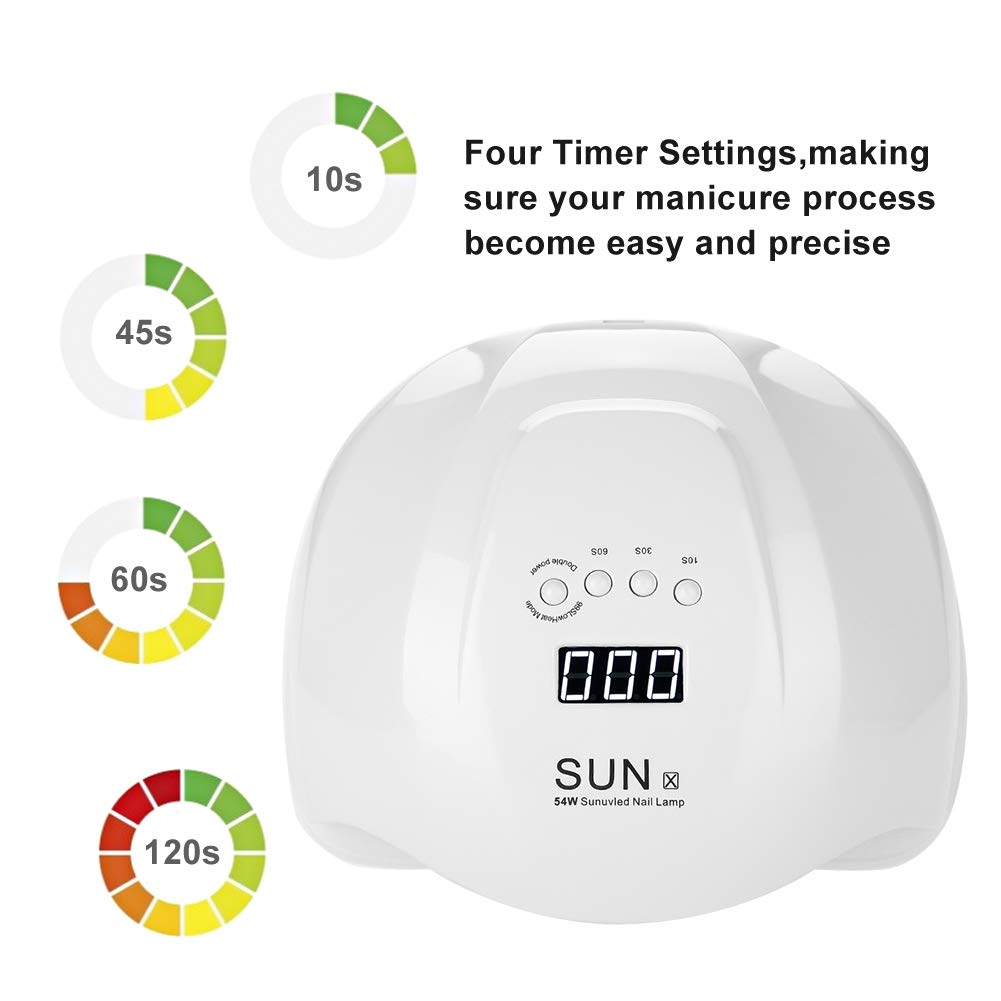 54W LED Nail Lamp - Professional UV/LED Nail Dryer for Gel Polish Curing, Dual Light Source Manicure Tool for Home & Salon Use, Perfect for DIY Nail Art and Professional Manicures