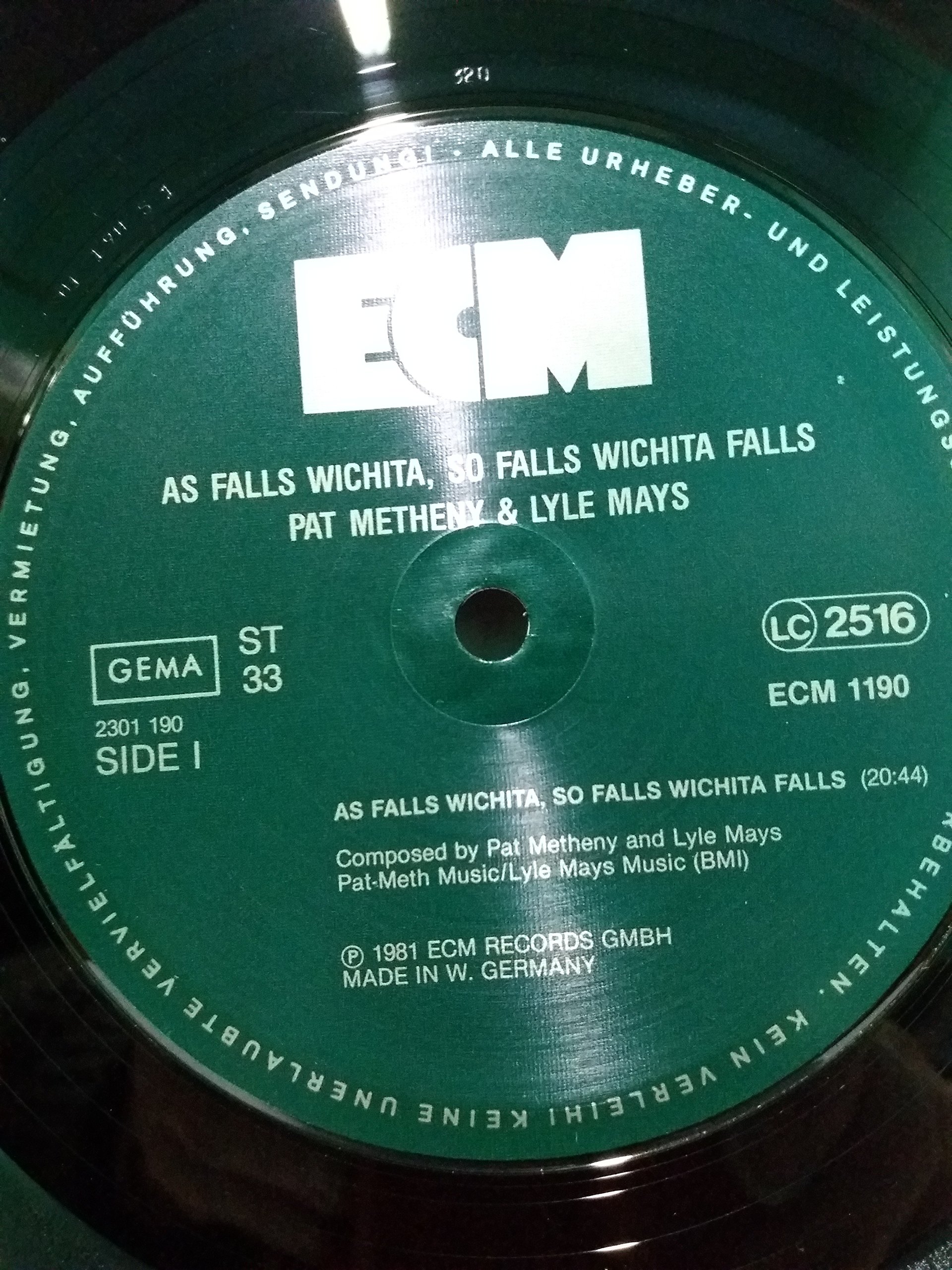 Pat Metheny & Lyle Mays - As Falls Wichita, So Falls Wichita Falls Vinyl Record - ECM 1190 Jazz Album - Perfect for Jazz Lovers & Vinyl Collectors - Great for Relaxing Evenings & Music Enthusiasts