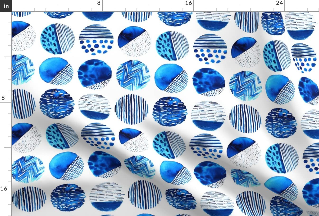 Watercolor Ocean Boho Abstract Indigo Printed Minky Fabric Fat Quarter - Soft Plush Fabric for Sewing Baby Blankets, Quilt Backing & DIY Plush Toys - Perfect for Nursery Decor, Boho Home Decor & Craft Projects