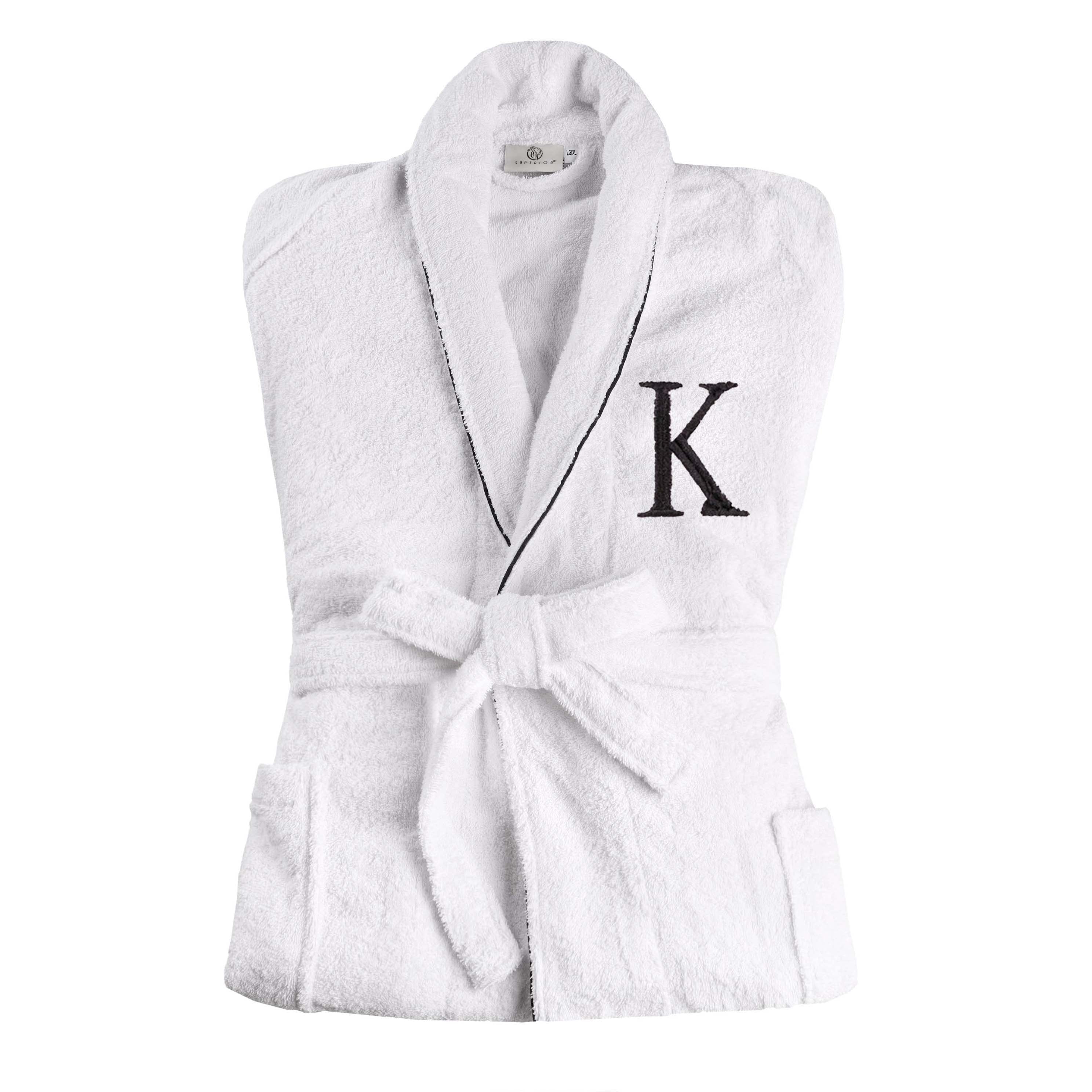 Premium Cotton Unisex Bathrobe for Adults - Soft, Fluffy & Highly Absorbent - White Embroidered Spa Robe for Relaxation, Hotels & Home Comfort