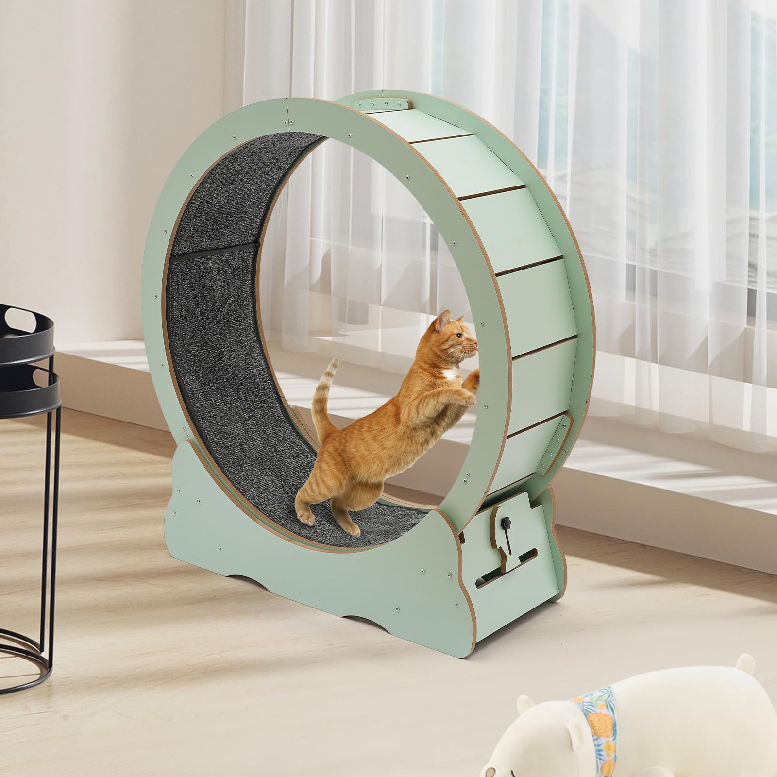 Premium Cat Exercise Wheel for Indoor Cats - Large Cat Running Wheel Treadmill for Weight Loss & Fitness - Durable Rotating Wheel for Home Use - Perfect for Playtime & Exercise (Green) - Ideal for Small Spaces & Active Cats