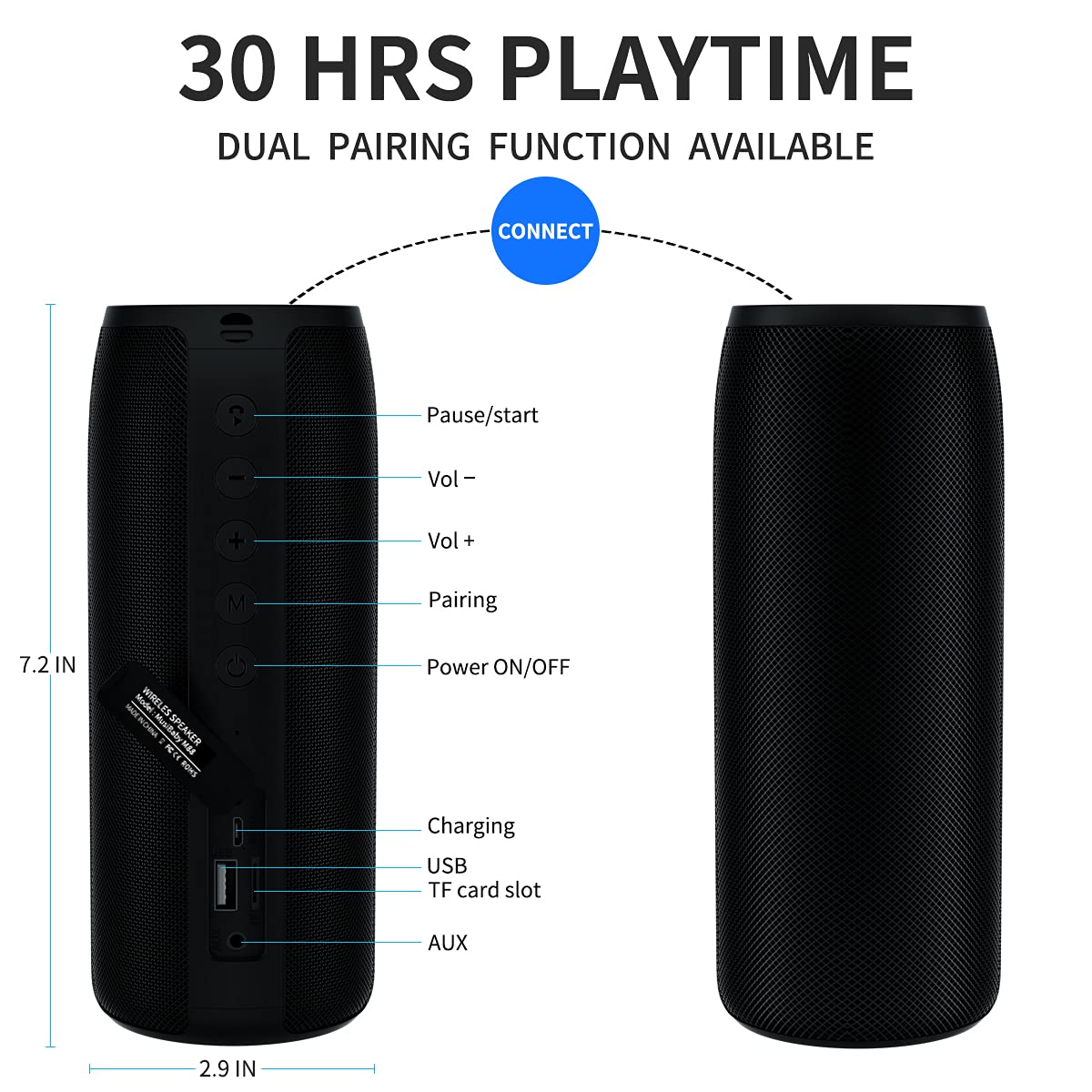 MusiBaby M88 Bluetooth Speaker with Dual Pairing, Bluetooth 5.3, Loud Stereo Sound, Booming Bass, 30H Playtime - Perfect for Home, Outdoor Parties, Beach, Camping, and Travel