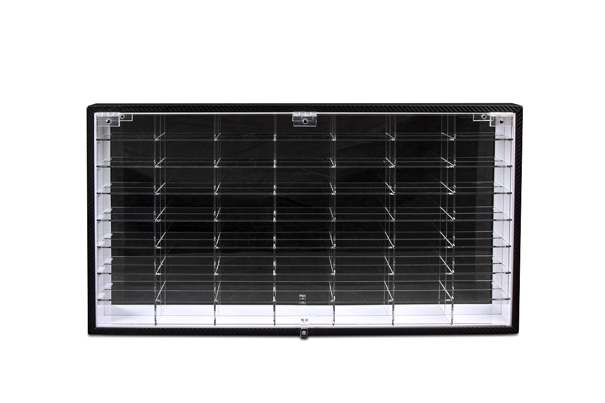 Hot Wheels 1/64 Scale Diecast Display Case - Wall Mount Storage Cabinet for 56 Cars (Black, 24.61 x 13.78 x 2.05 Inches) - Perfect for Collectors, Showroom Display & Home Decor