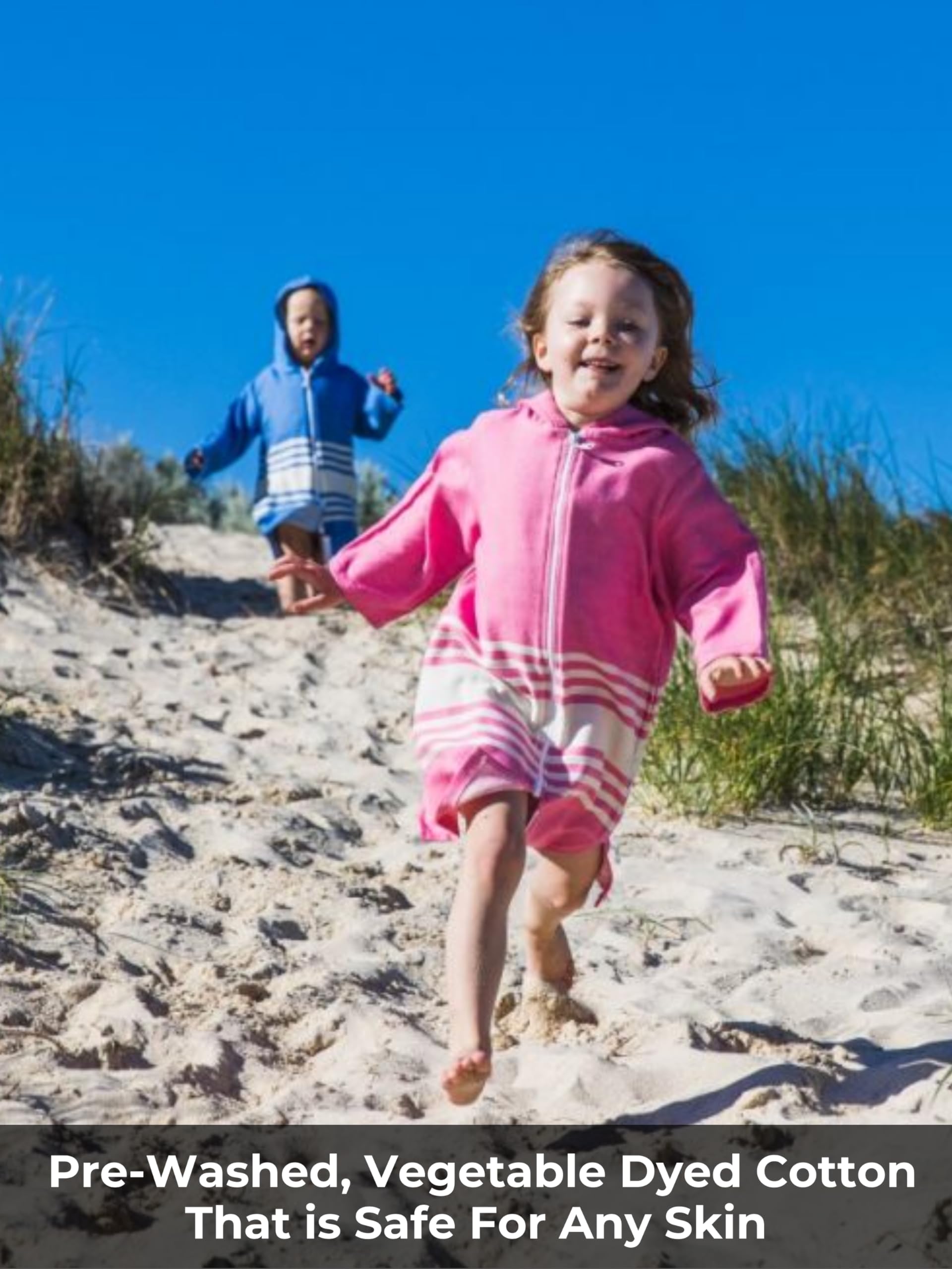 Kids Hooded Beach Towel with Zipper & Long Sleeves - Wearable Swim Cover Up, Quick Dry Lightweight Towel Hoodie for Boys & Girls - Perfect for Pool, Beach, and Water Park Adventures