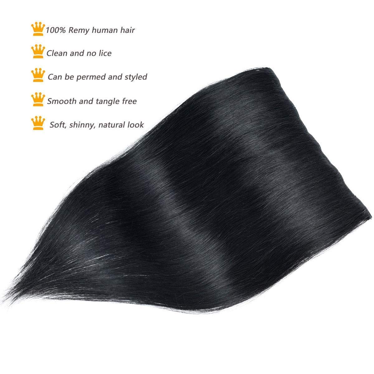 OSEN 20-Inch Straight Human Hair Extensions - 5 Clips, ¾ Head, 120g, Natural Color - Instantly Add Length & Volume for Women | Perfect for Daily Styling, Parties & Special Occasions