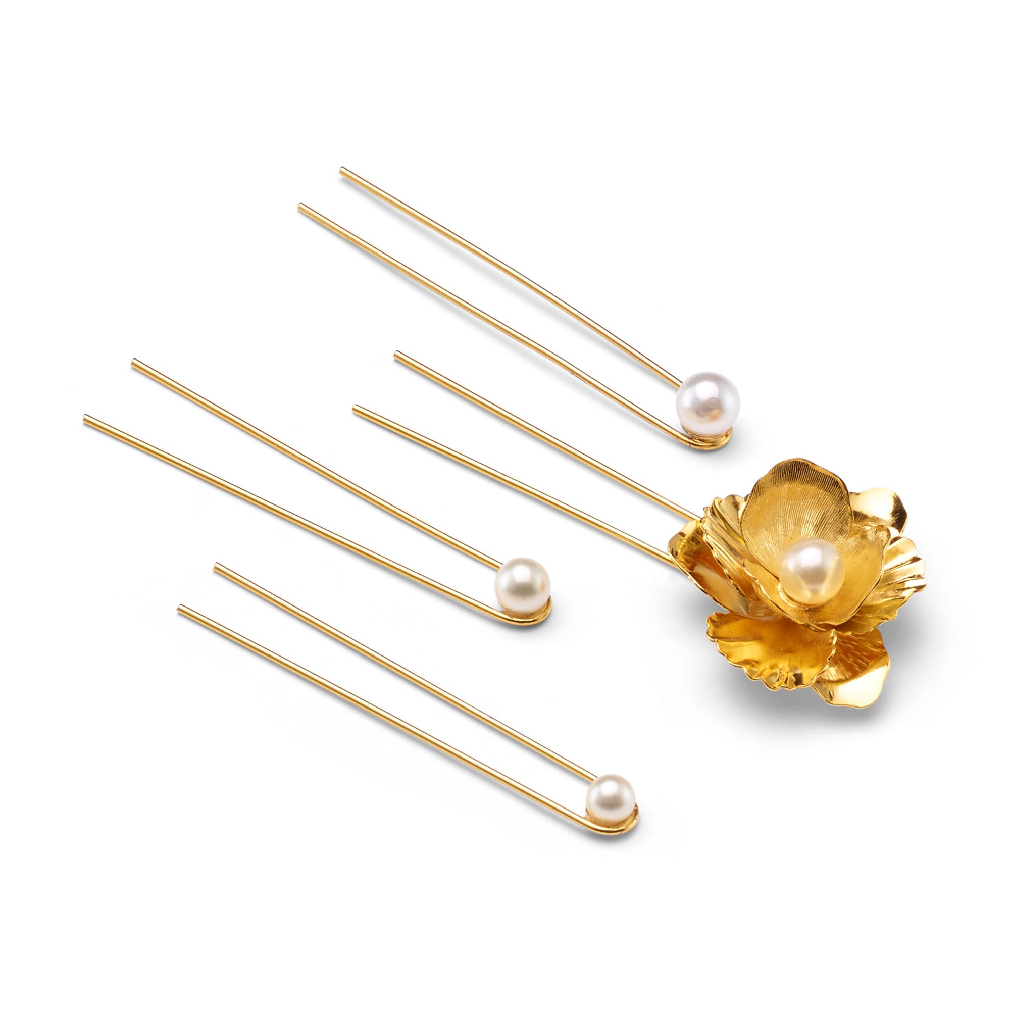 Flora Pearl Hair Pin Set of 4 - Elegant Hair Accessories for Women, Bridal Hair Clips, Vintage Style Hairpins - Perfect for Weddings, Parties & Everyday Wear