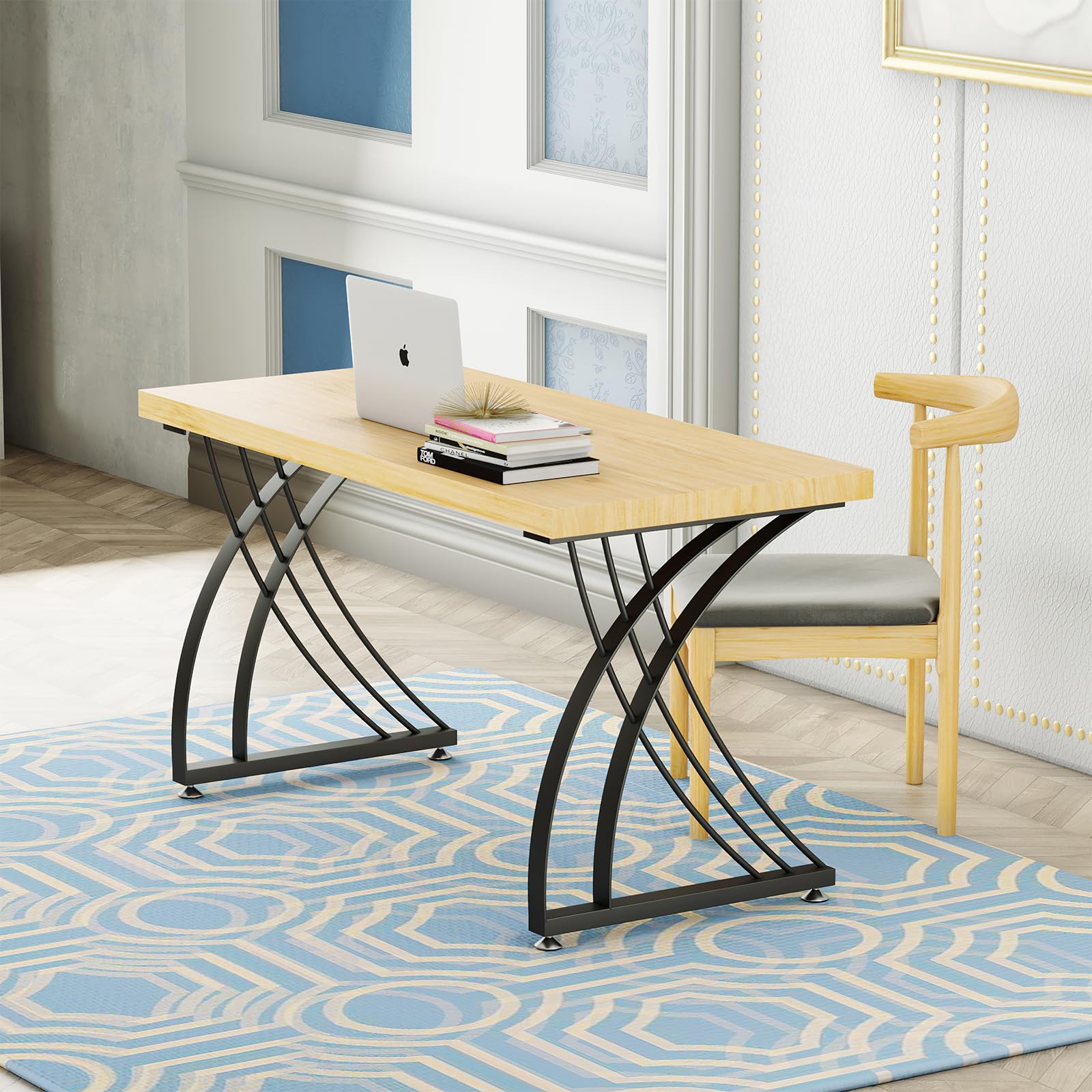 28 Inch Heavy Duty Metal Table Legs - Industrial Black Iron Desk Legs for Dining, Office & Computer Tables | Modern Bowed Design for Home & Office Furniture