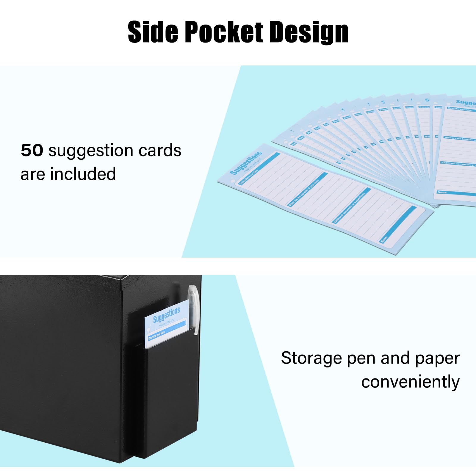 Wall Mounted Metal Suggestion Box with Key Lock - Secure Ballot & Donation Collection Box (8.7