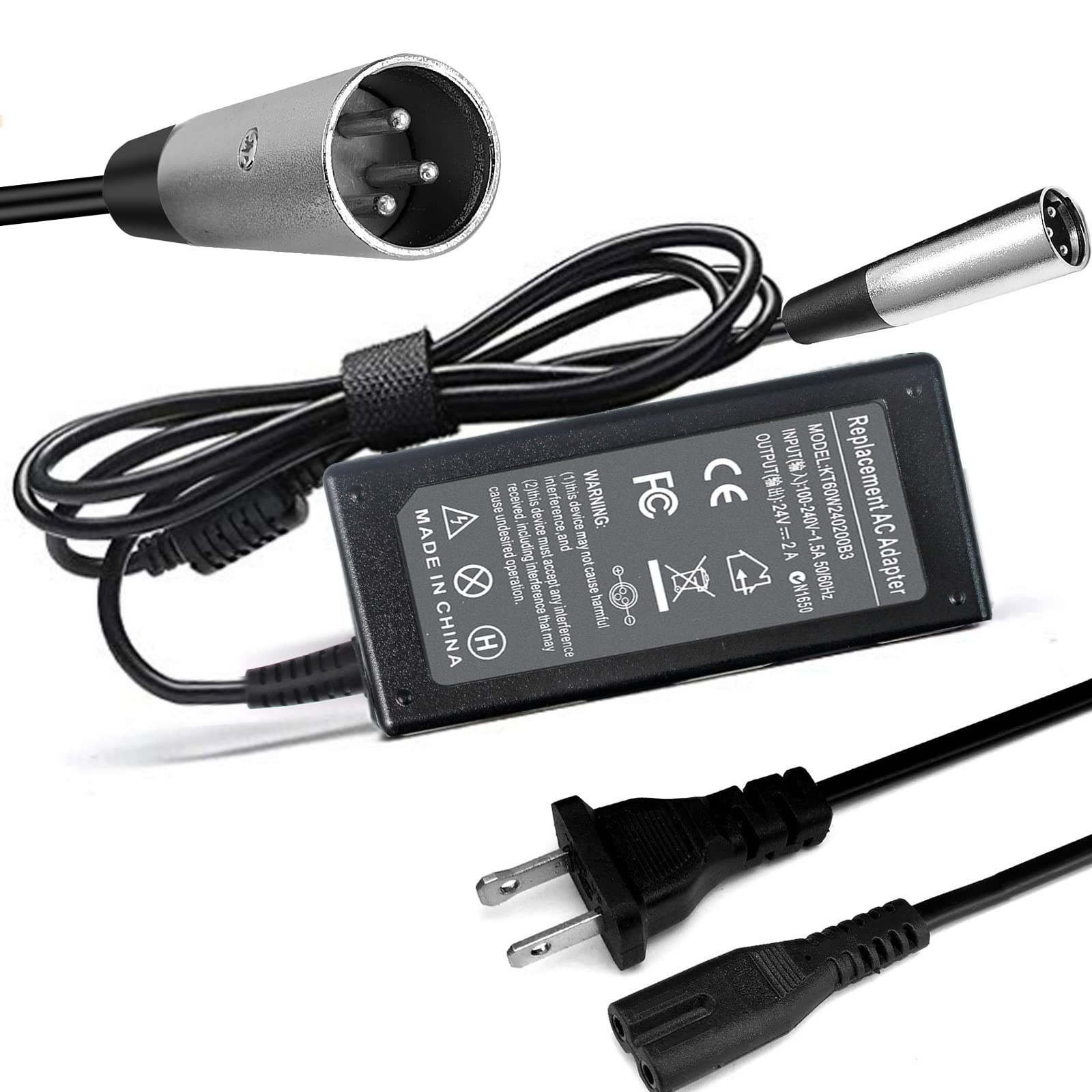24V 2A XLR Electric Scooter Battery Charger - Compatible with Go-Go Elite Traveller, Hoveround MPV5, Jazzy Power Chair, iZip & GT Mobility Scooters - Perfect for Home, Travel & Outdoor Mobility Needs
